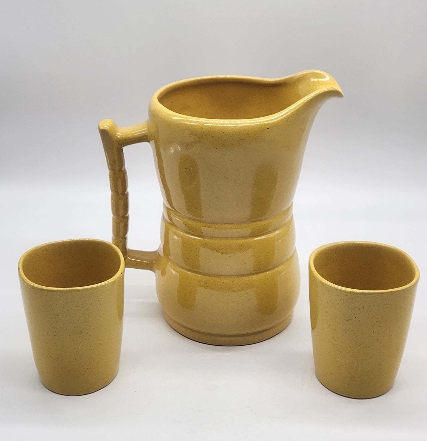 Frankoma Pottery 5LC Yellow Pair of Tumblers / Beverage Glass