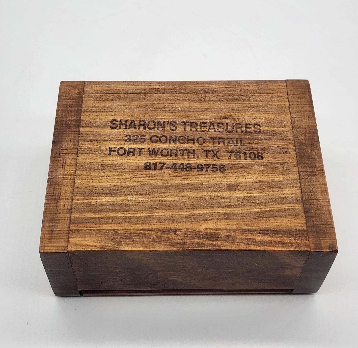 Wooden Toothpick Box White Flowers, Hinged