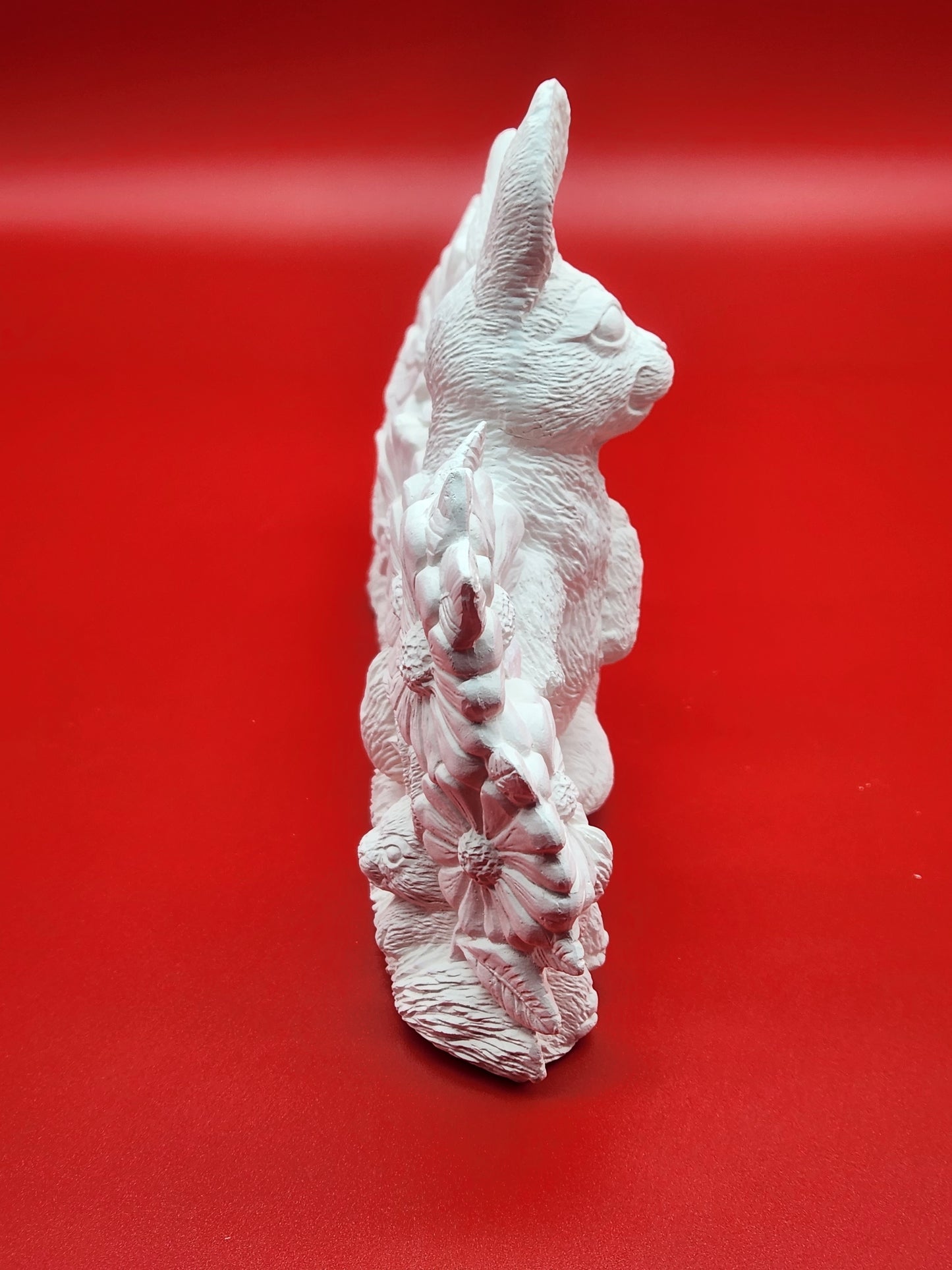Bisque Rabbit with Flower Scene - Unpainted