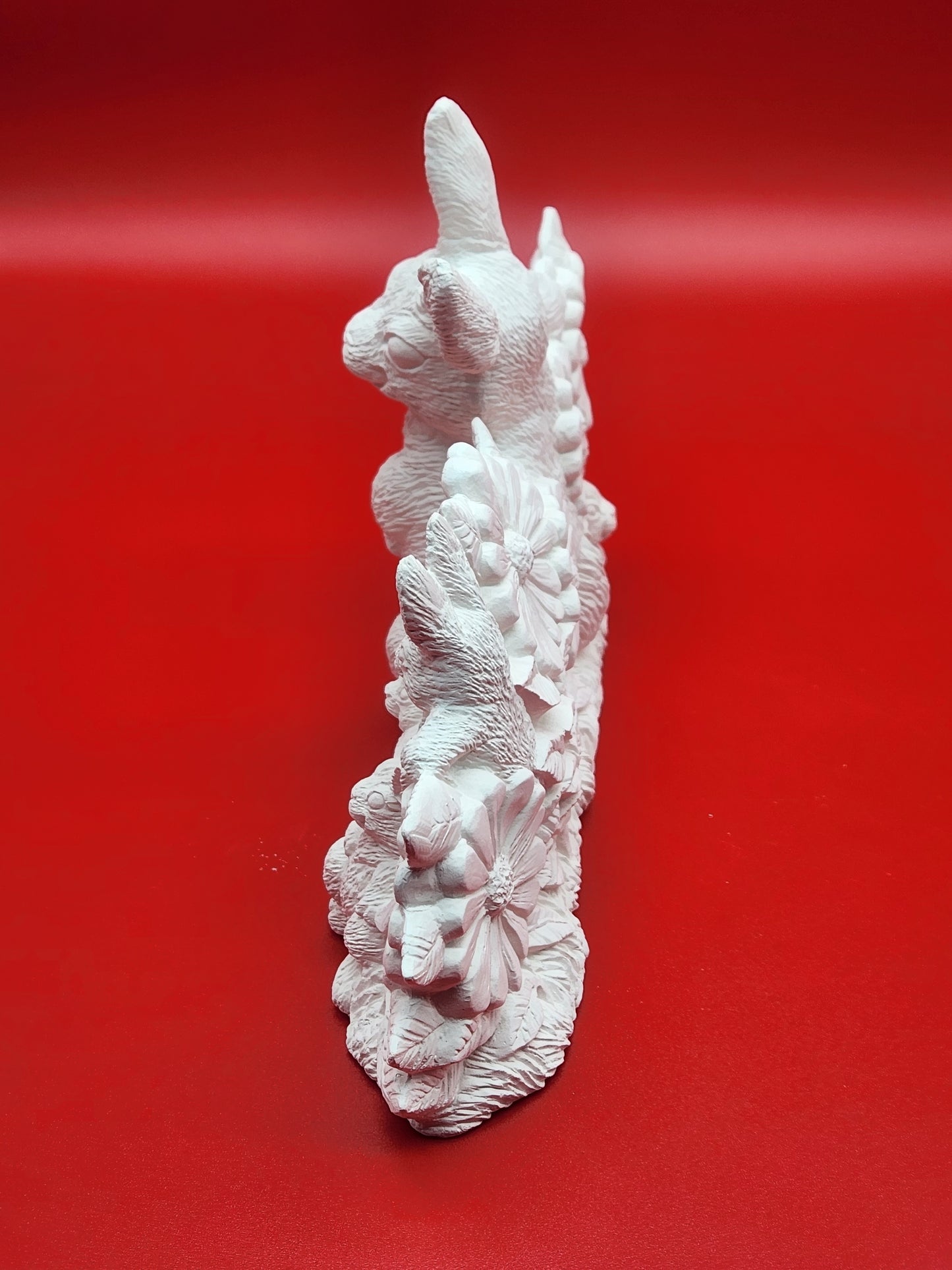 Bisque Rabbit with Flower Scene - Unpainted