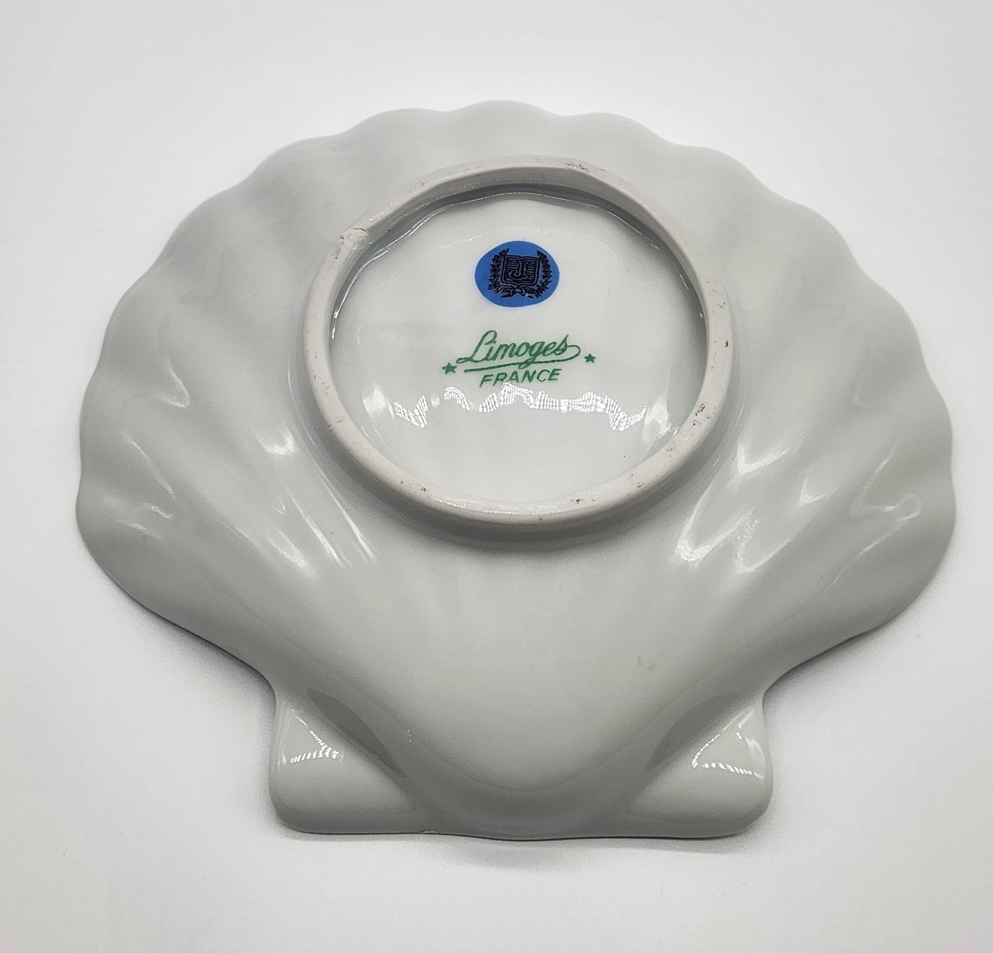 Limoges Vintage Shell-Shaped Porcelain Jewelry Dish with Floral Design