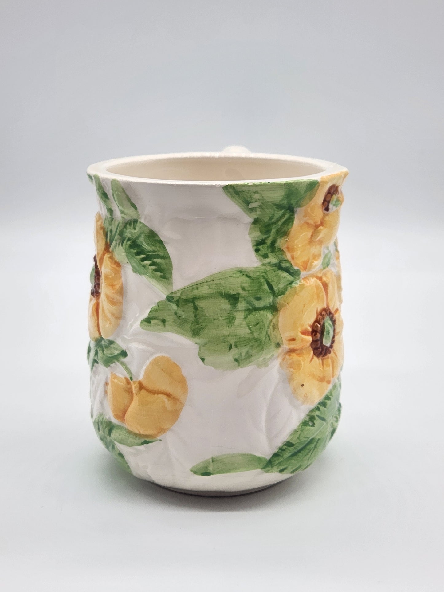 Vintage Fleurs Du Jour by Shafford Orange Green Flowers 1988 Mug Cup