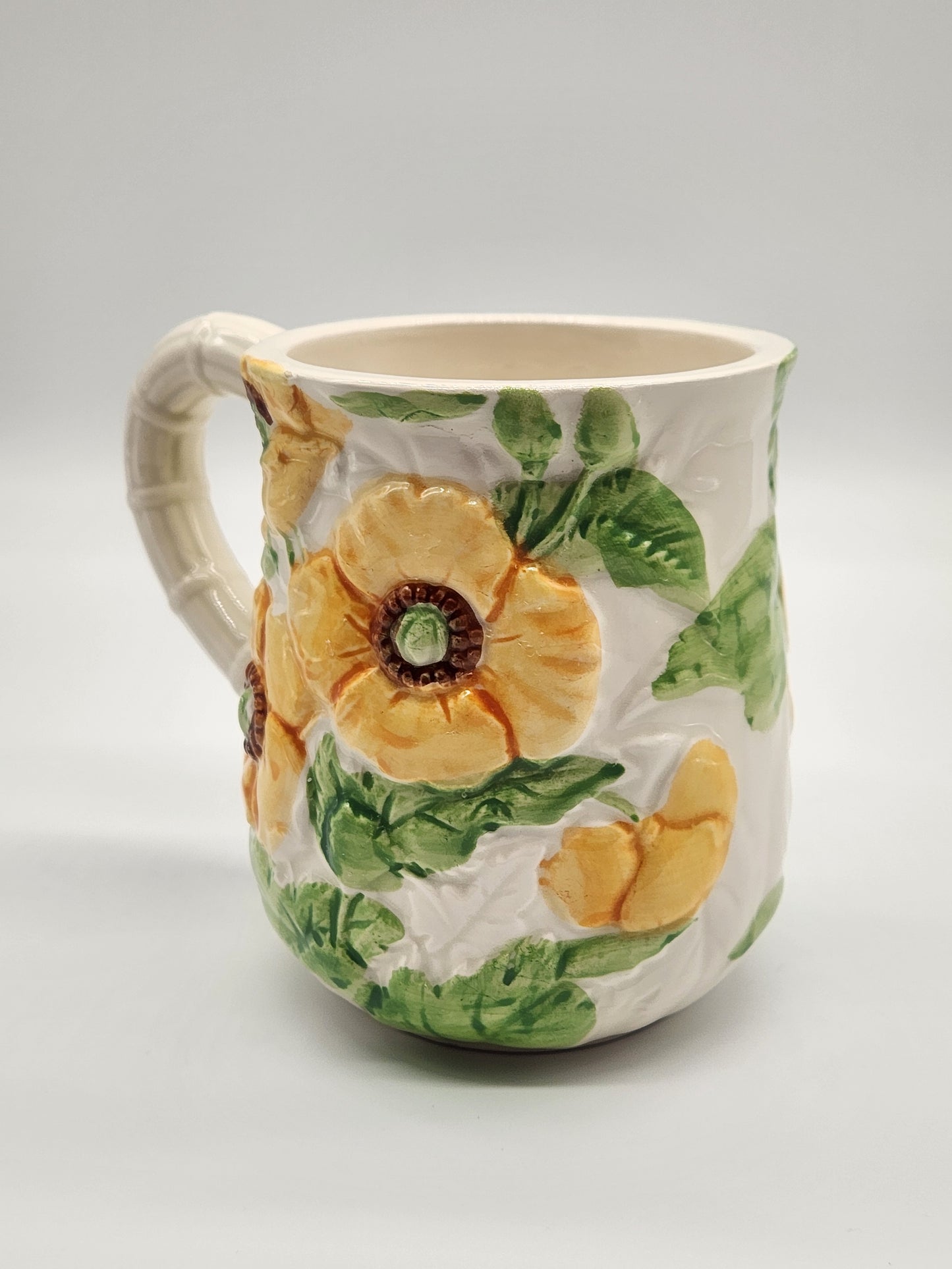 Vintage Fleurs Du Jour by Shafford Orange Green Flowers 1988 Mug Cup
