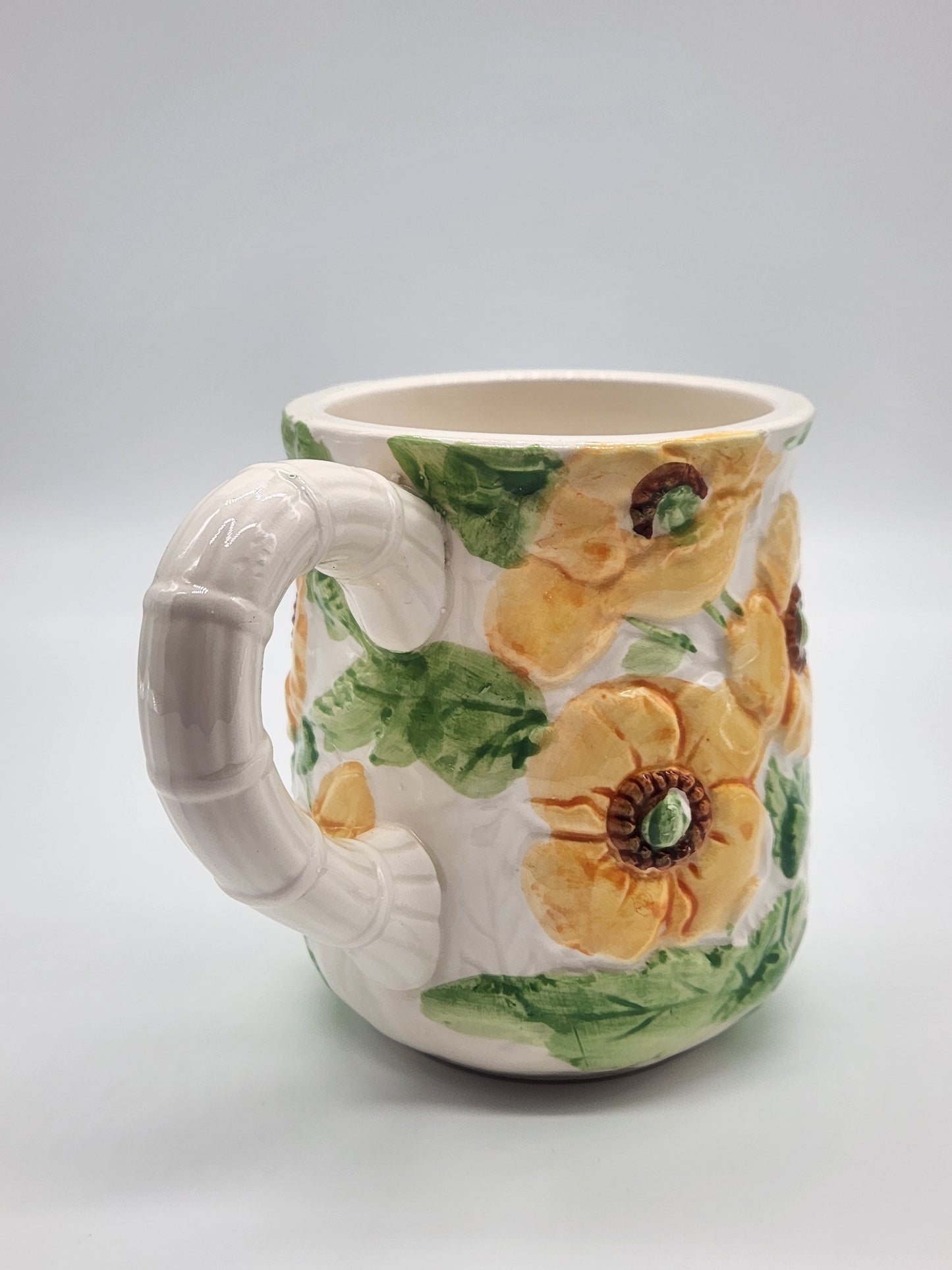 Vintage Fleurs Du Jour by Shafford Orange Green Flowers 1988 Mug Cup