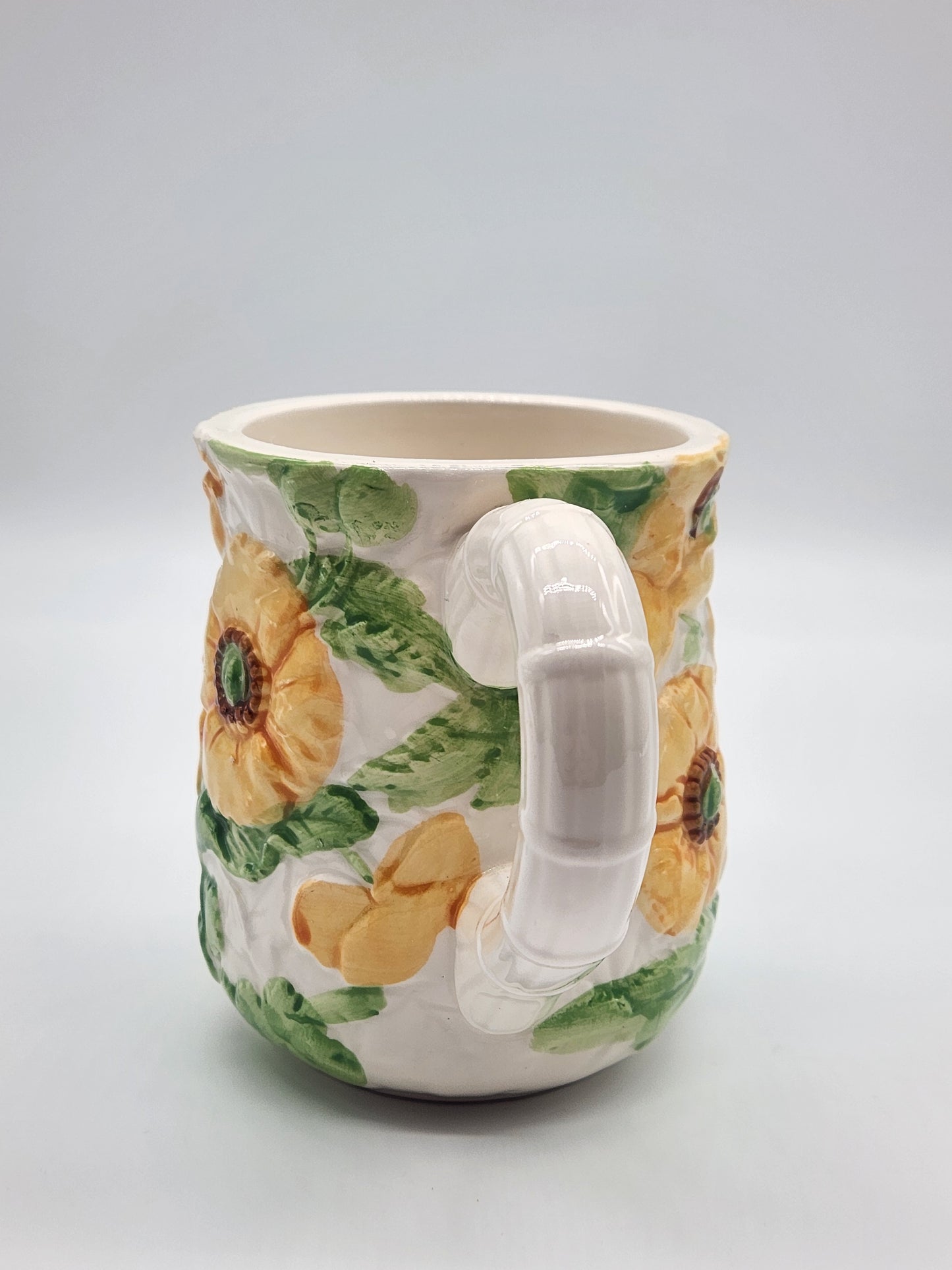 Vintage Fleurs Du Jour by Shafford Orange Green Flowers 1988 Mug Cup