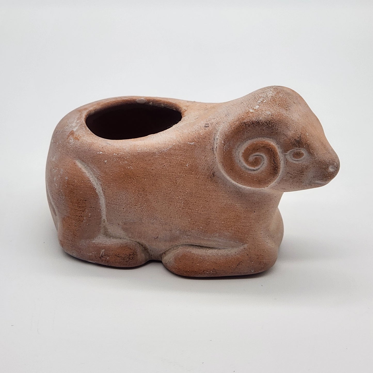 Small Ram Terra Cotta Clay Planter Candle Holder