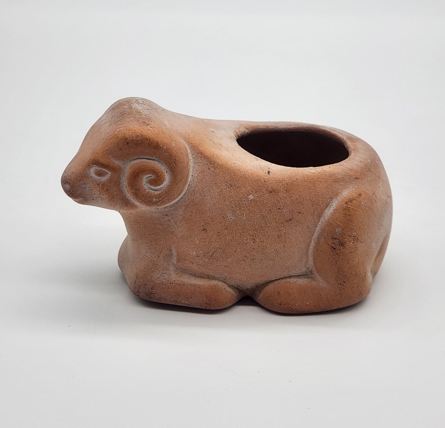 Small Ram Terra Cotta Clay Planter Candle Holder