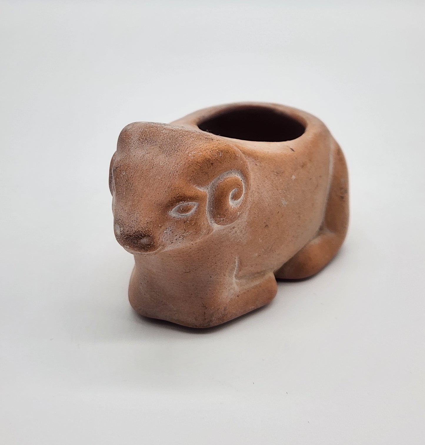 Small Ram Terra Cotta Clay Planter Candle Holder