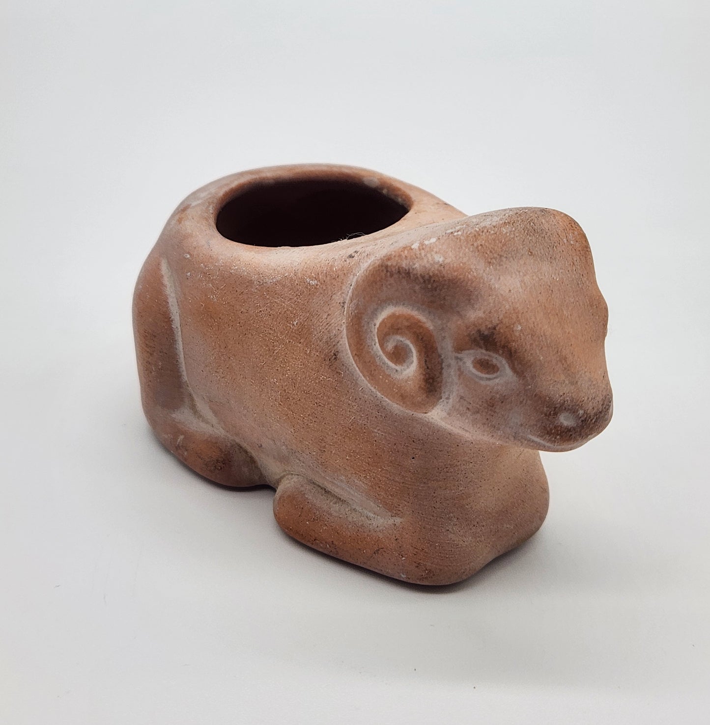 Small Ram Terra Cotta Clay Planter Candle Holder