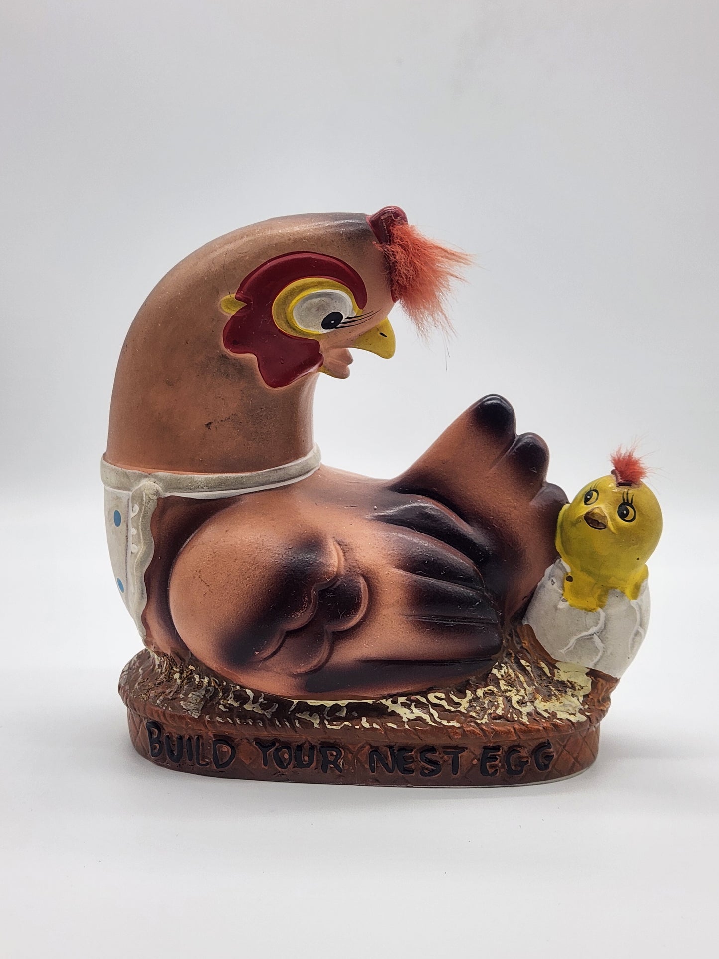 Vtg Lego Bank Chicken Chick Build Your Nest Egg 1959 Without Stopper Plaster Chalk