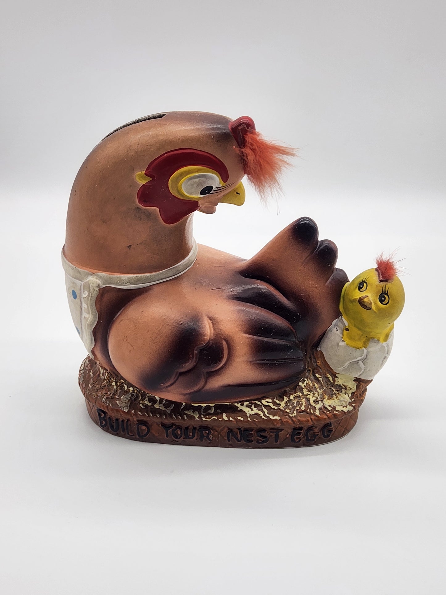Vtg Lego Bank Chicken Chick Build Your Nest Egg 1959 Without Stopper Plaster Chalk
