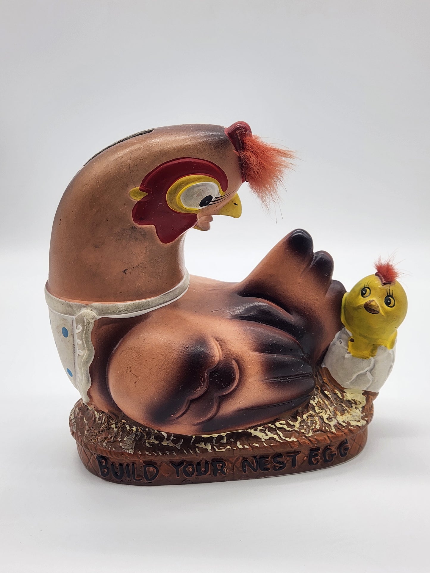 Vtg Lego Bank Chicken Chick Build Your Nest Egg 1959 Without Stopper Plaster Chalk