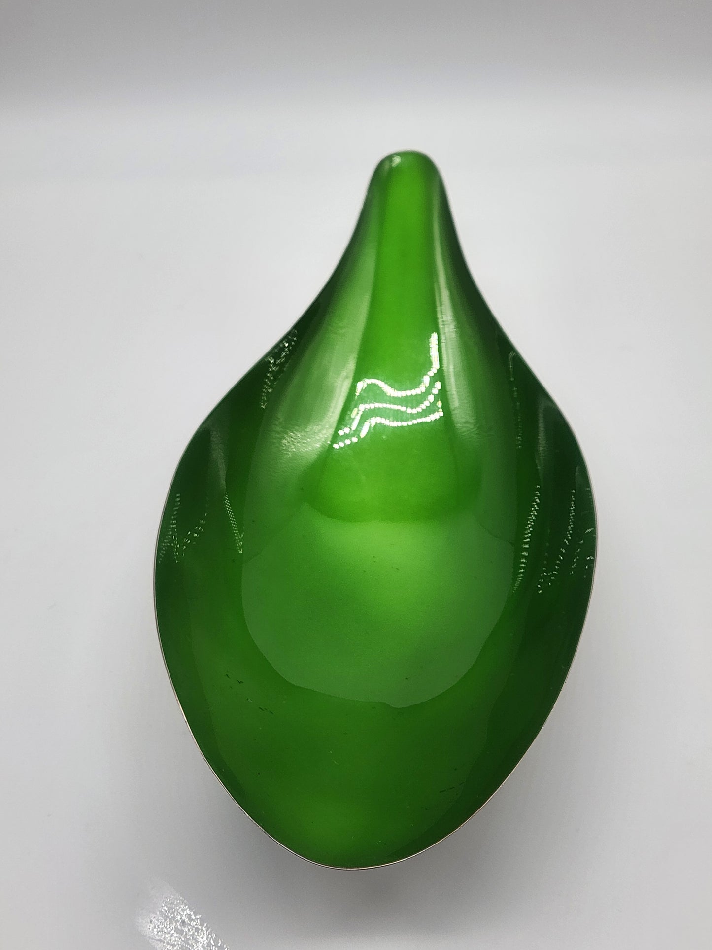 Vintage Reed & Barton Emerald Enamel Silver Plate Tear Drop Bowl #65