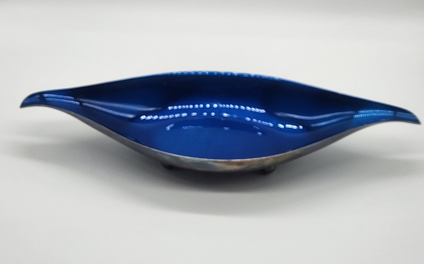 Wallace Color Clad Metal Oblong Dish with Blue Interior - Silver Plated - Footed
