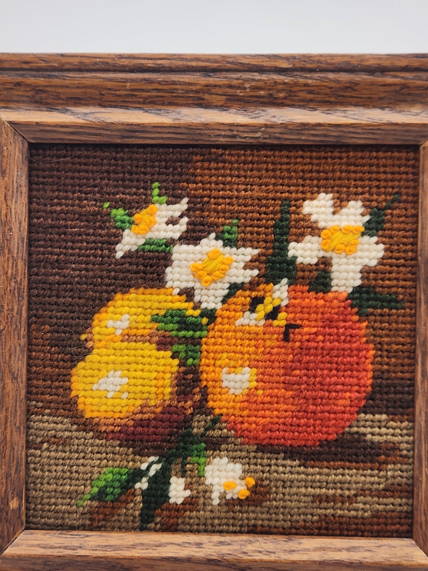 VTG Vintage Framed Needlepoint Embroidery 6x6”