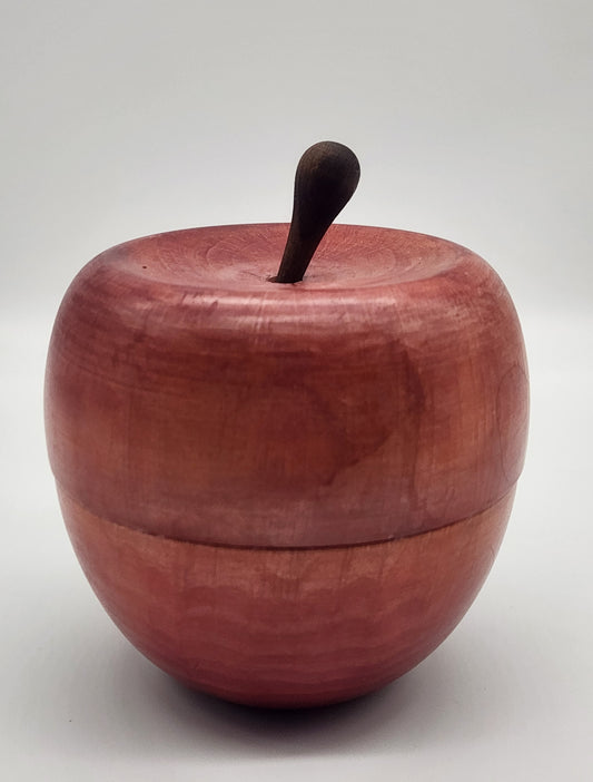 Vintage Hand Painted Made Wooden Apple Keepsake Trinket Desk Storage Box Italy