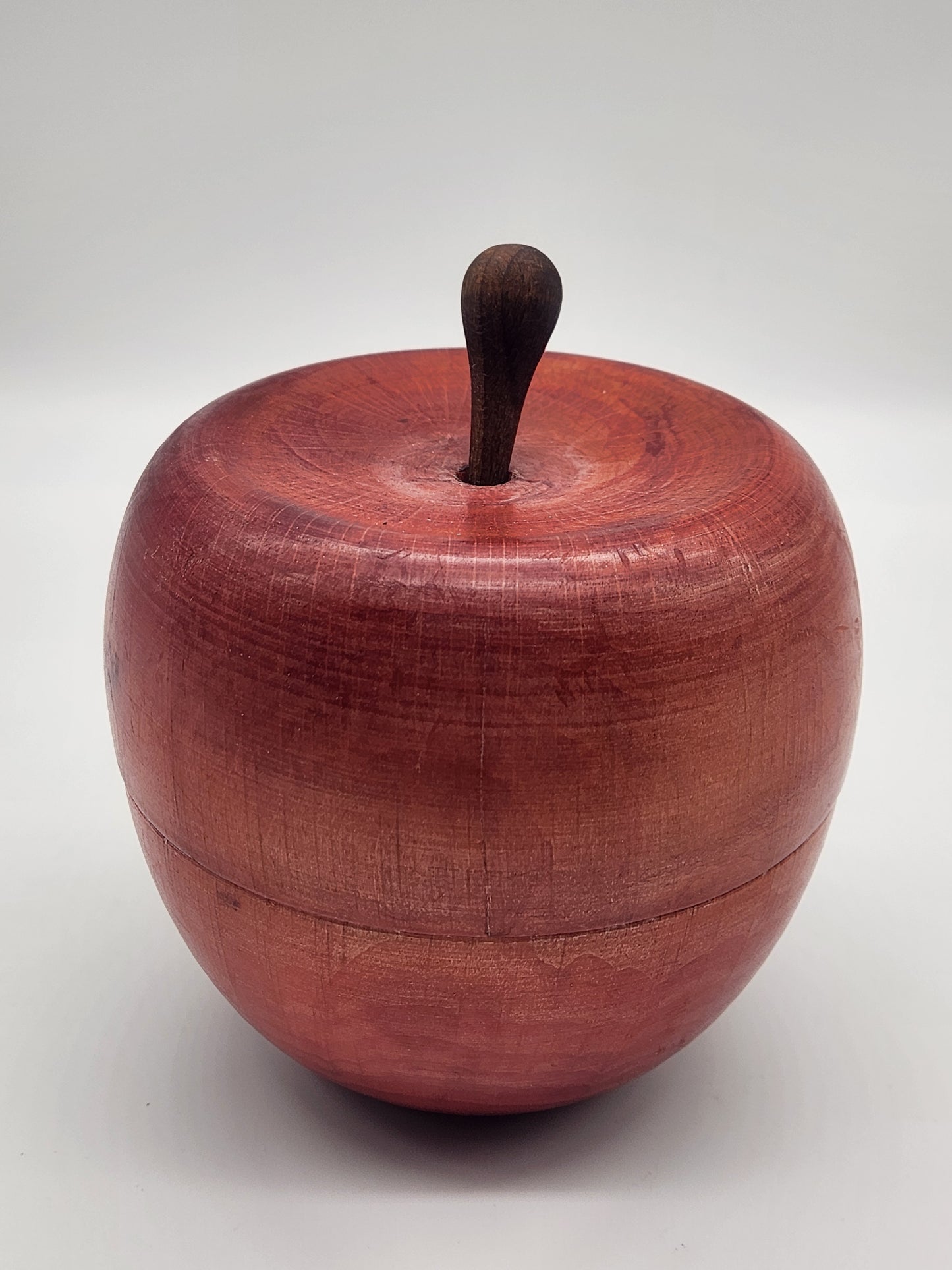 Vintage Hand Painted Made Wooden Apple Keepsake Trinket Desk Storage Box Italy