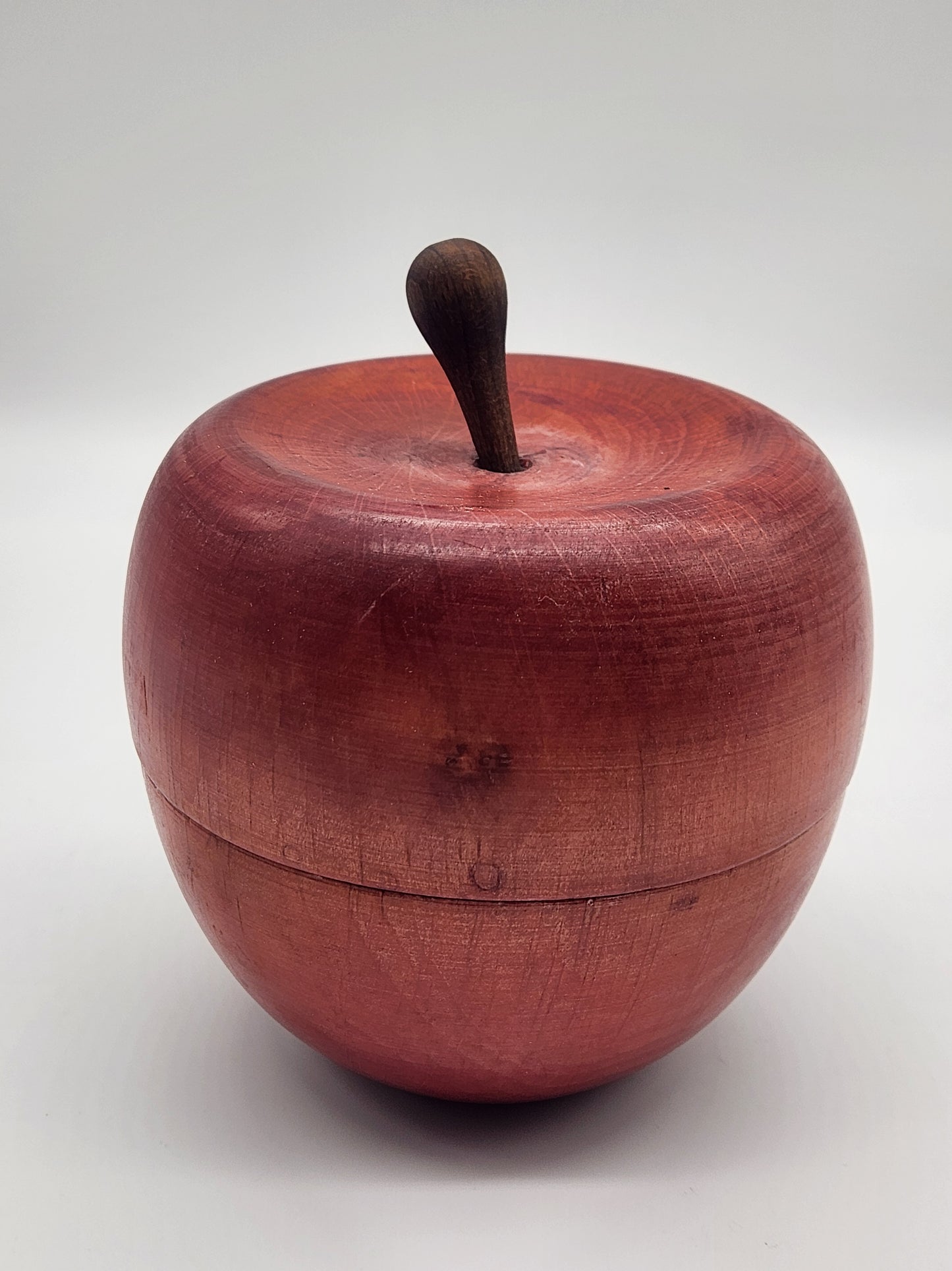 Vintage Hand Painted Made Wooden Apple Keepsake Trinket Desk Storage Box Italy