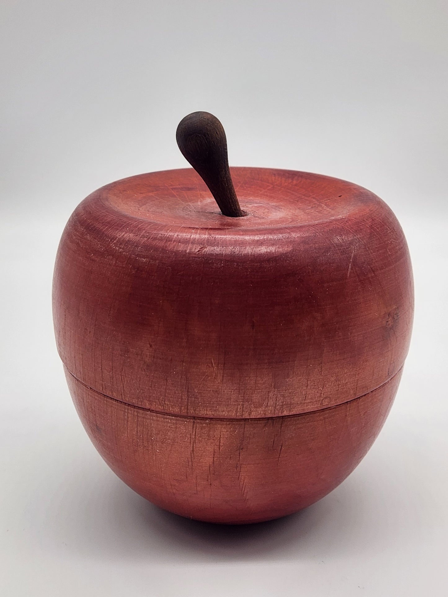 Vintage Hand Painted Made Wooden Apple Keepsake Trinket Desk Storage Box Italy