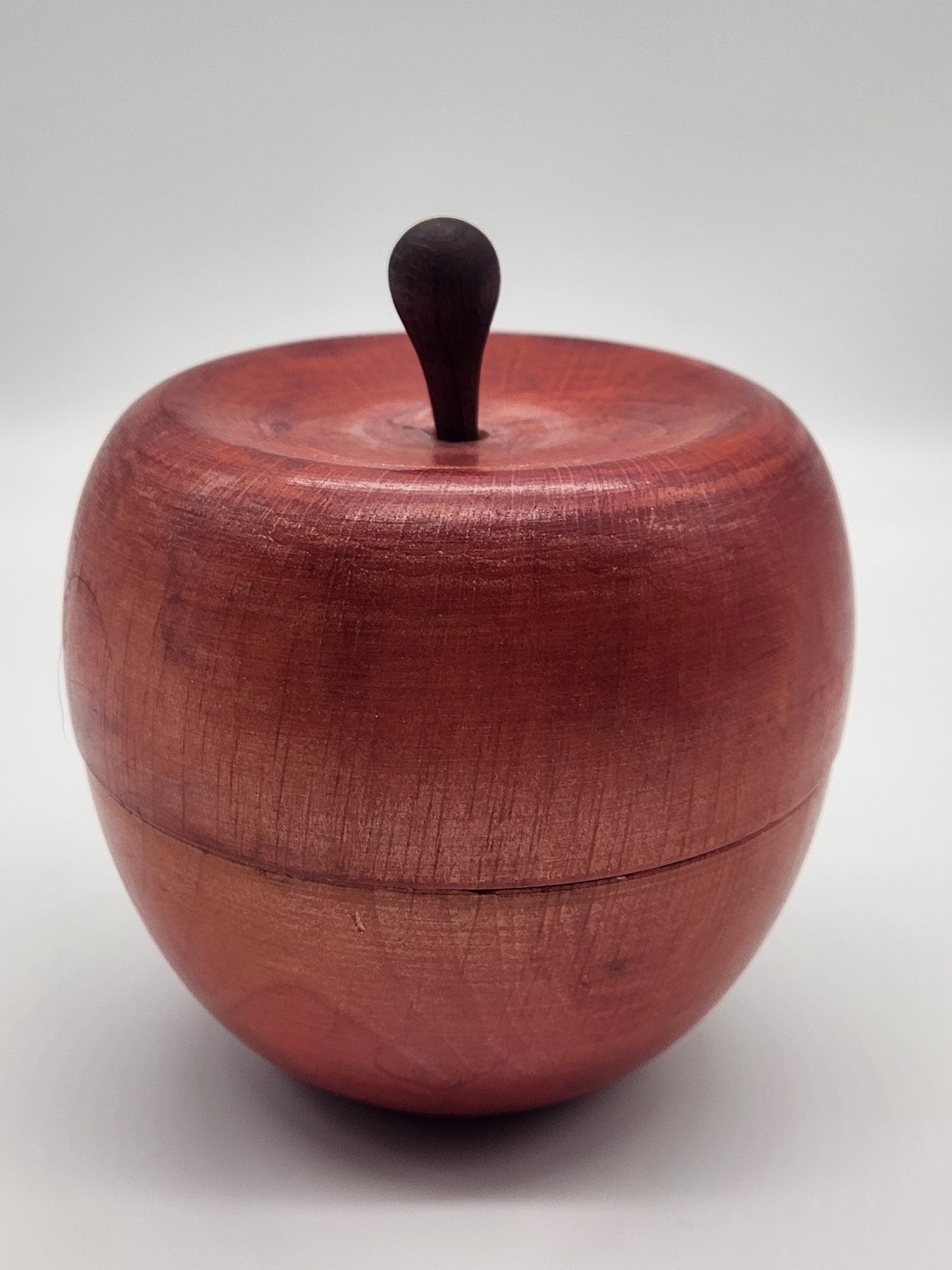 Vintage Hand Painted Made Wooden Apple Keepsake Trinket Desk Storage Box Italy
