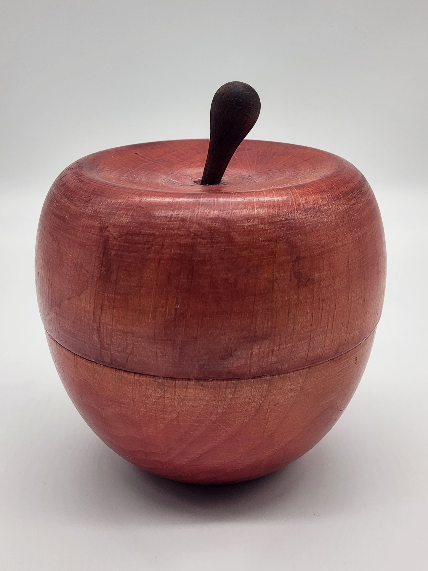 Vintage Hand Painted Made Wooden Apple Keepsake Trinket Desk Storage Box Italy