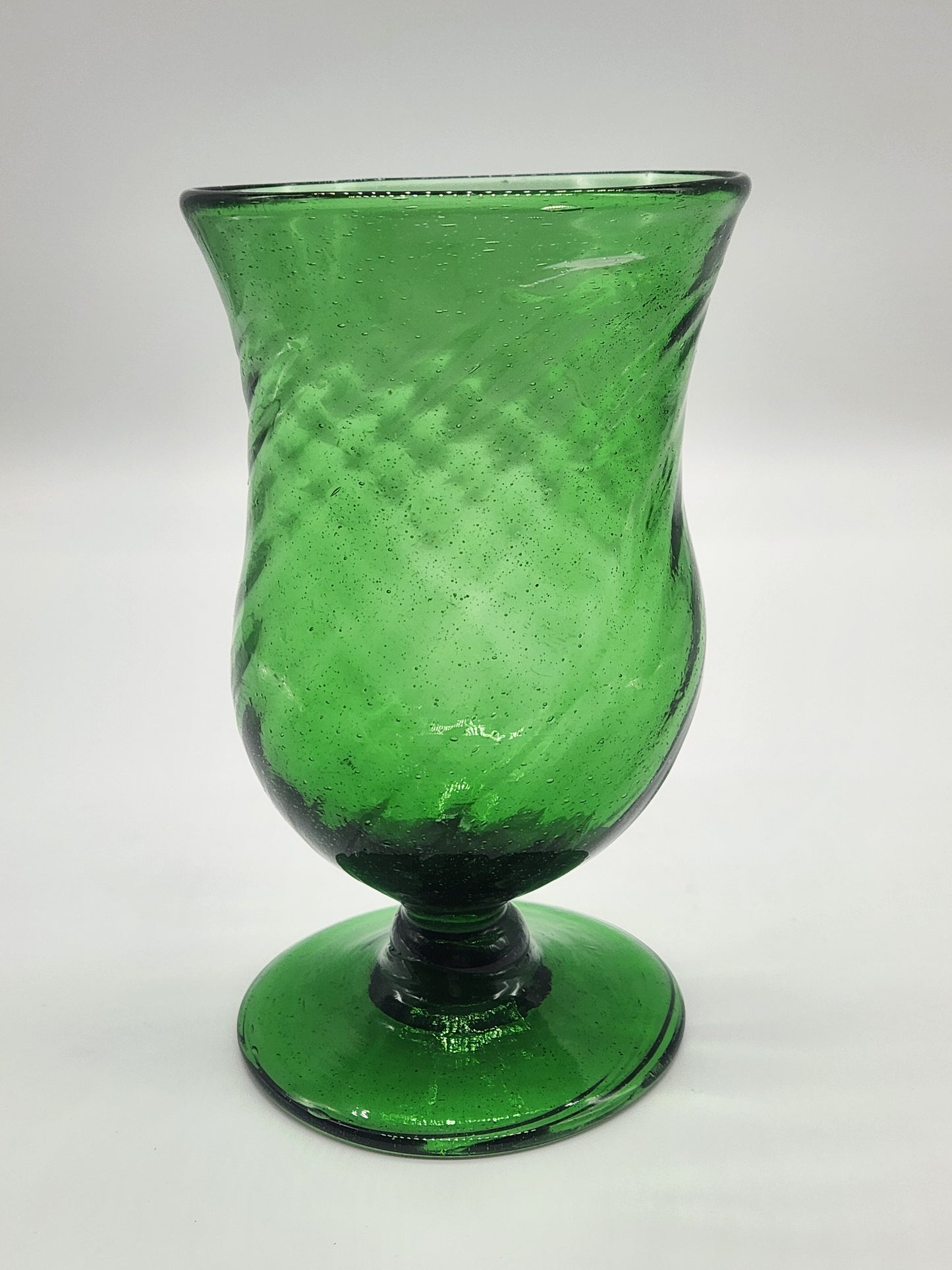 Green Swirl Blown Glass Goblet Drinking Glass