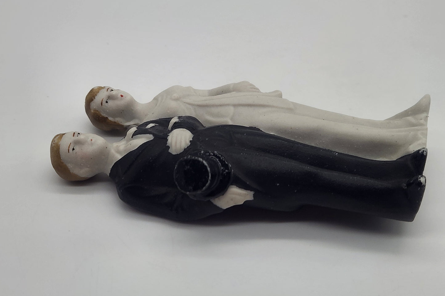 Vintage Bride Groom Wedding Cake Topper Bisque Porcelain Japan 1940s