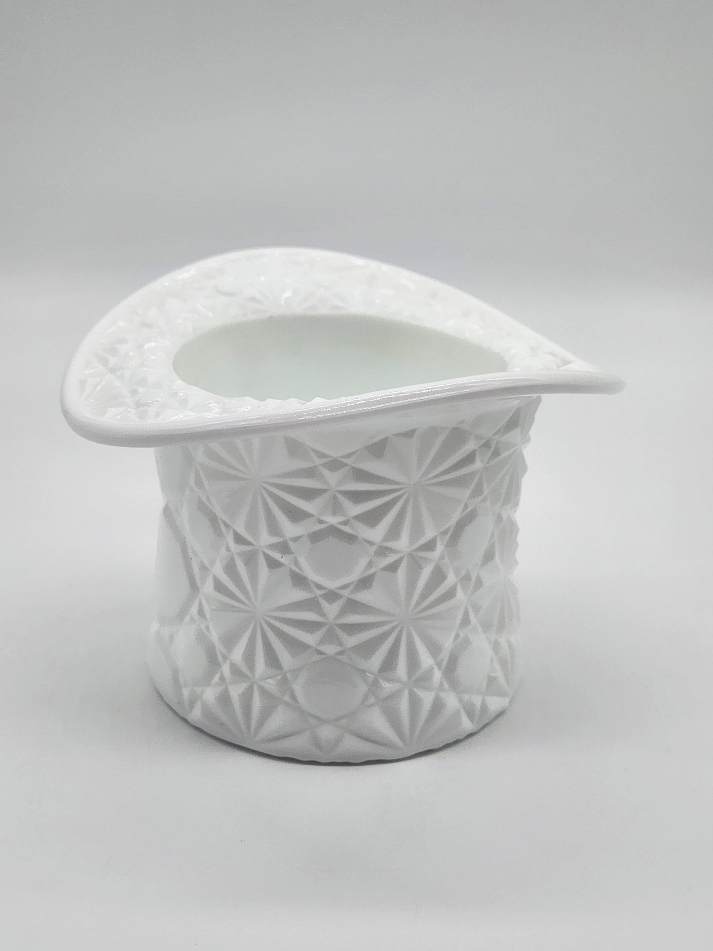 Vintage White Milk Glass Daisy & Button Top Hat
