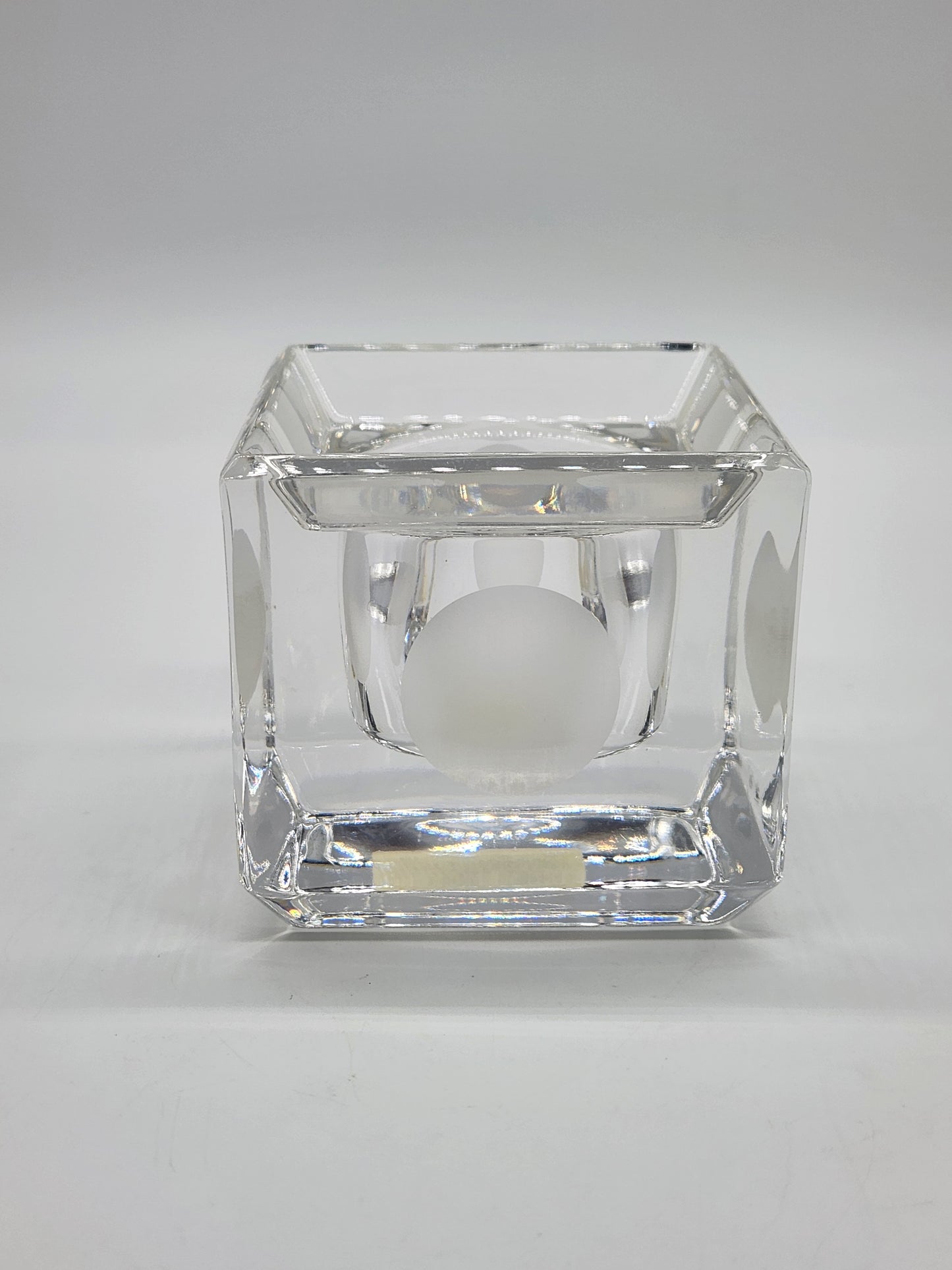 Vera Wang Wedgwood Lead Crystal Votive Candle Holder 2.75” Square w/ Dots