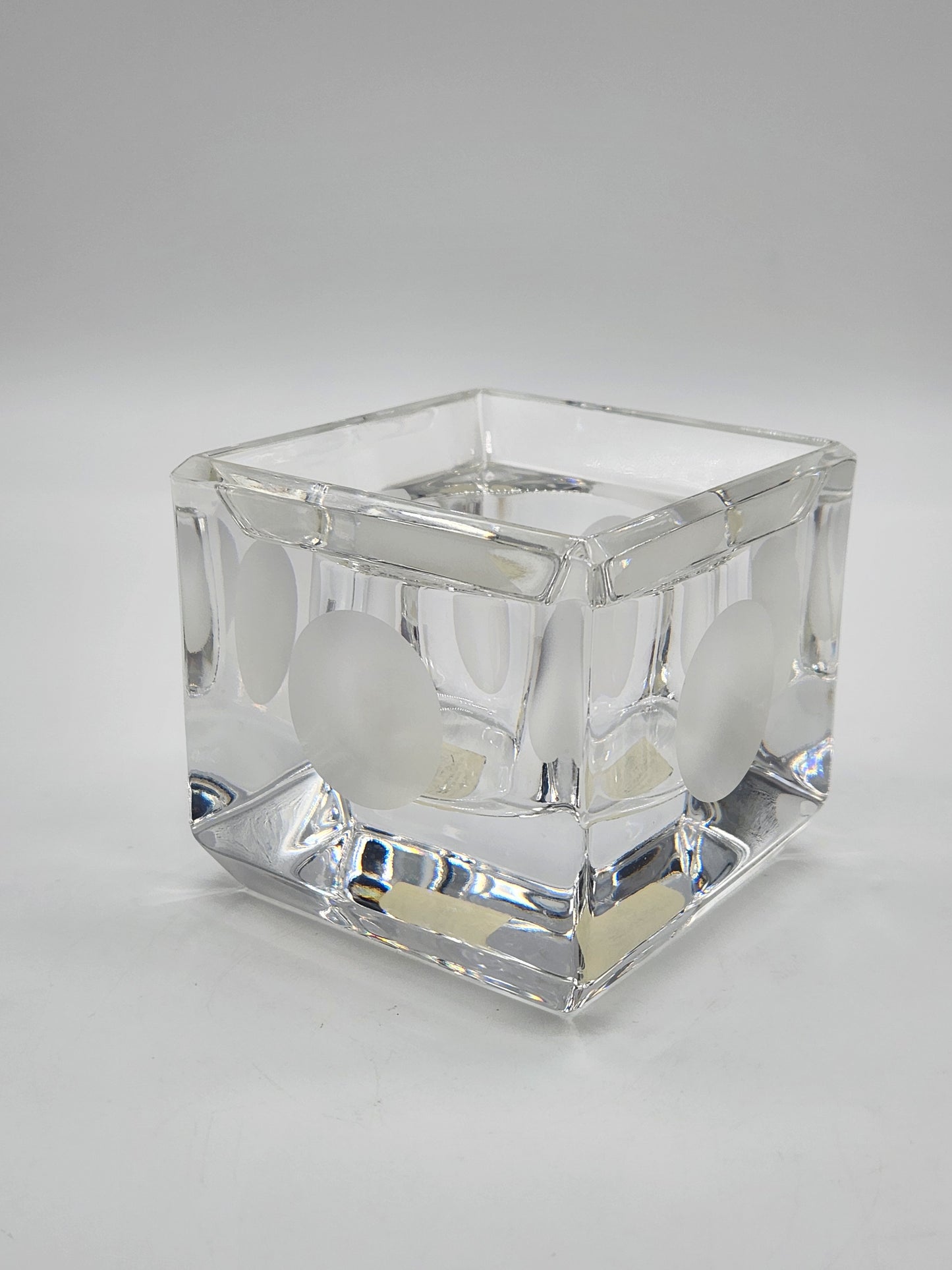 Vera Wang Wedgwood Lead Crystal Votive Candle Holder 2.75” Square w/ Dots