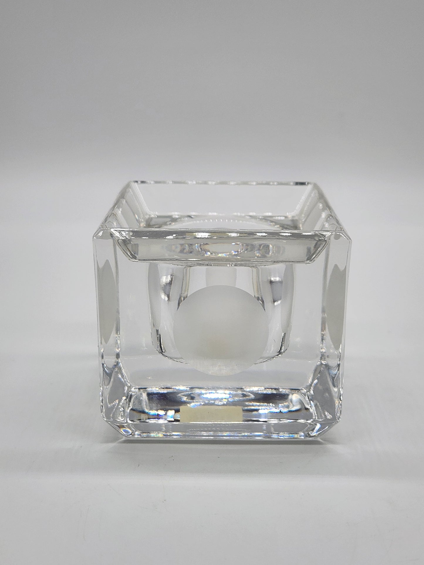 Vera Wang Wedgwood Lead Crystal Votive Candle Holder 2.75” Square w/ Dots