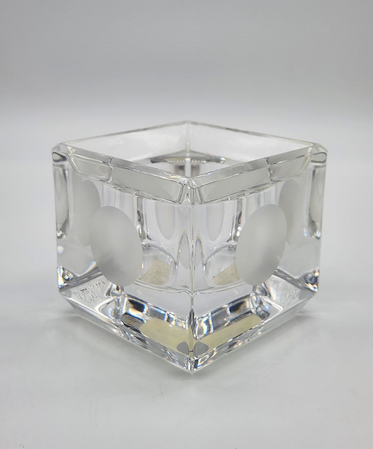 Vera Wang Wedgwood Lead Crystal Votive Candle Holder 2.75” Square w/ Dots