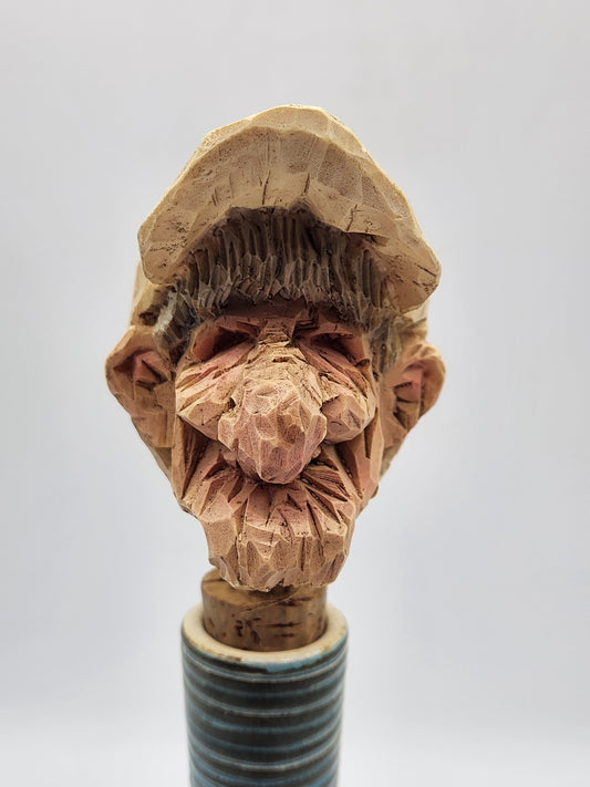 Spit “N” Whittle Wood Carving Bottle Stopper Chris Hammack