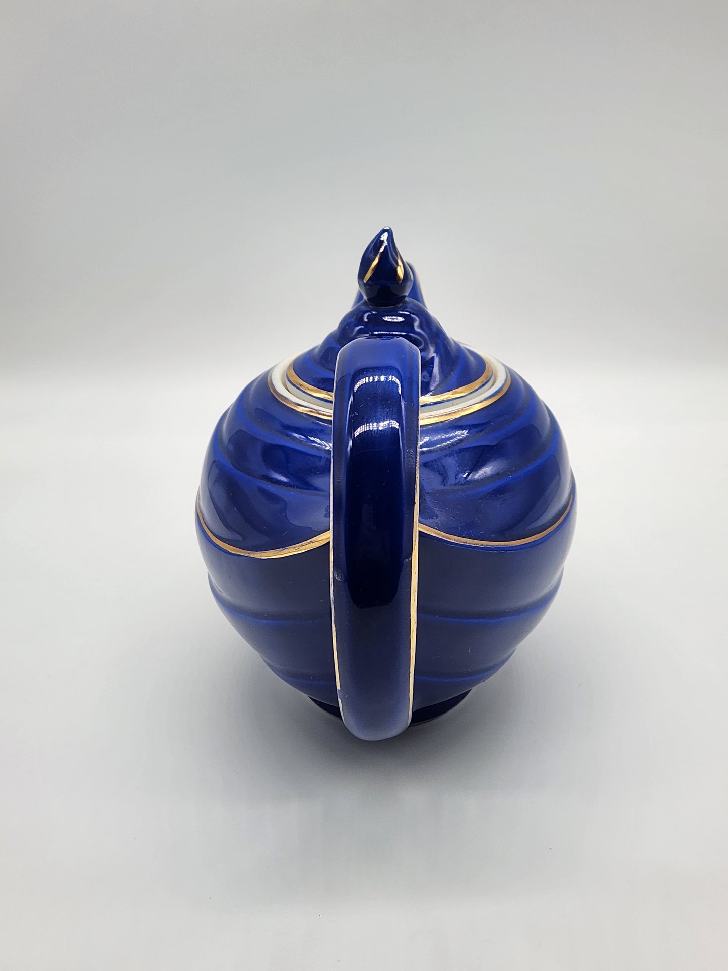 Vintage Hall Aladdin Teapot Cobalt Blue Gold Trim 0676R 6 Cup USA