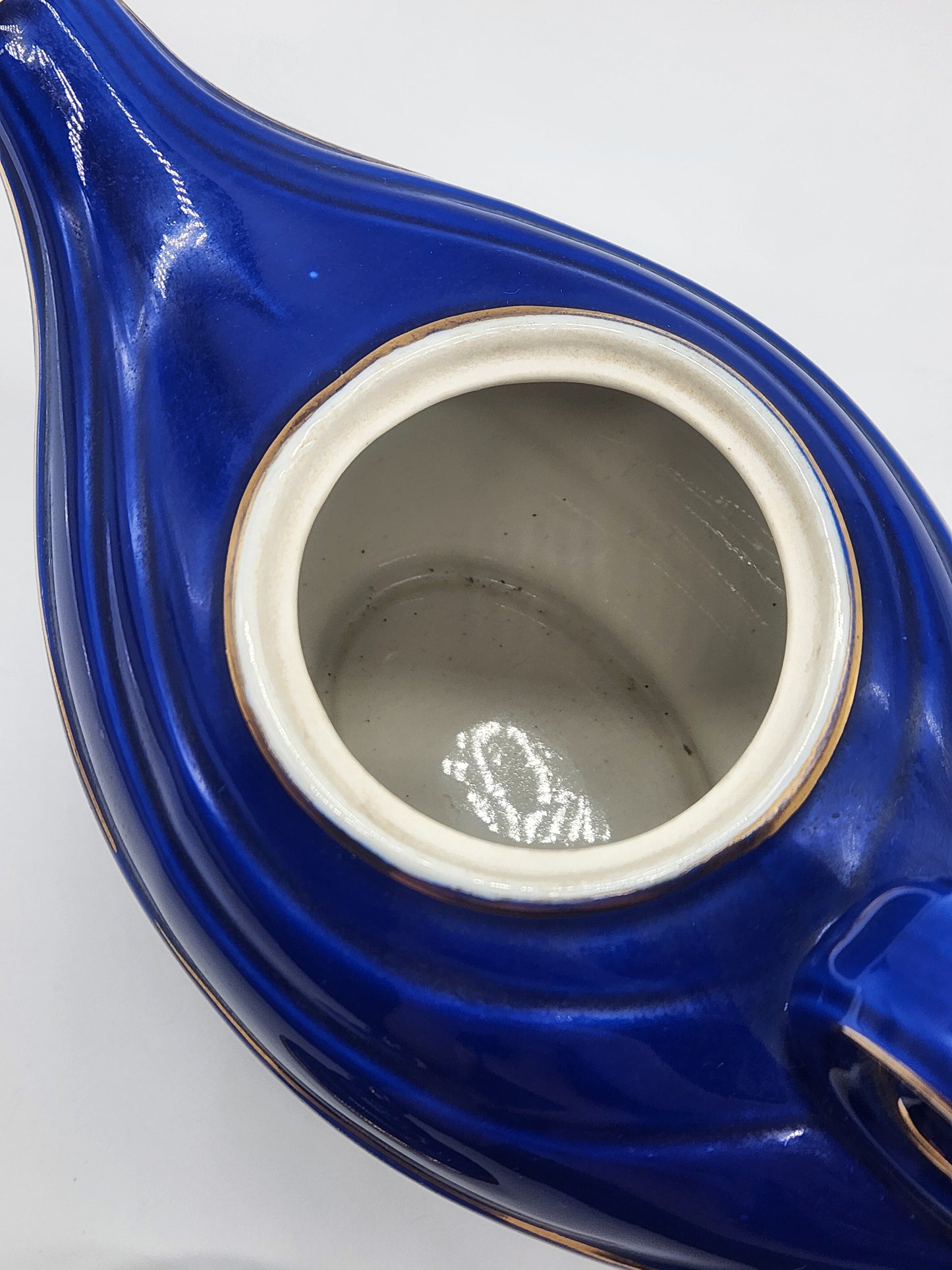 Vintage Hall Aladdin Teapot Cobalt Blue Gold Trim 0676R 6 Cup USA