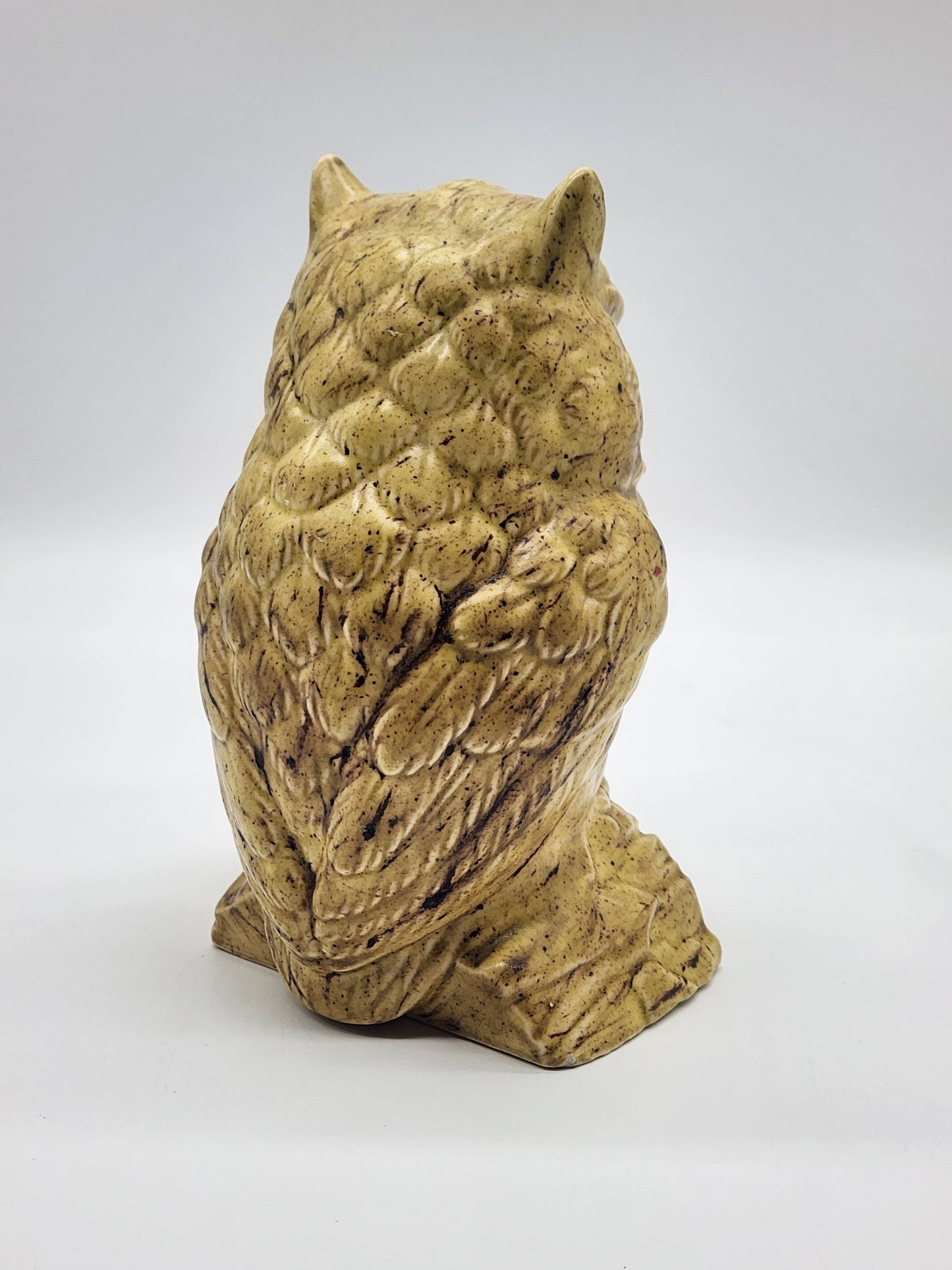 Vintage Ceramic Owl on Log Hobbyist Speckled Glaze MCM