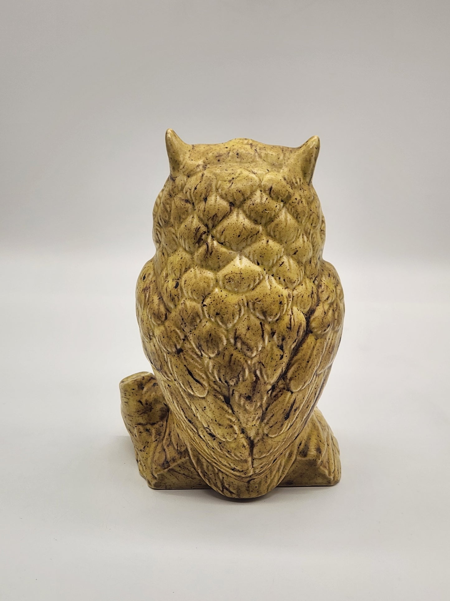 Vintage Ceramic Owl on Log Hobbyist Speckled Glaze MCM