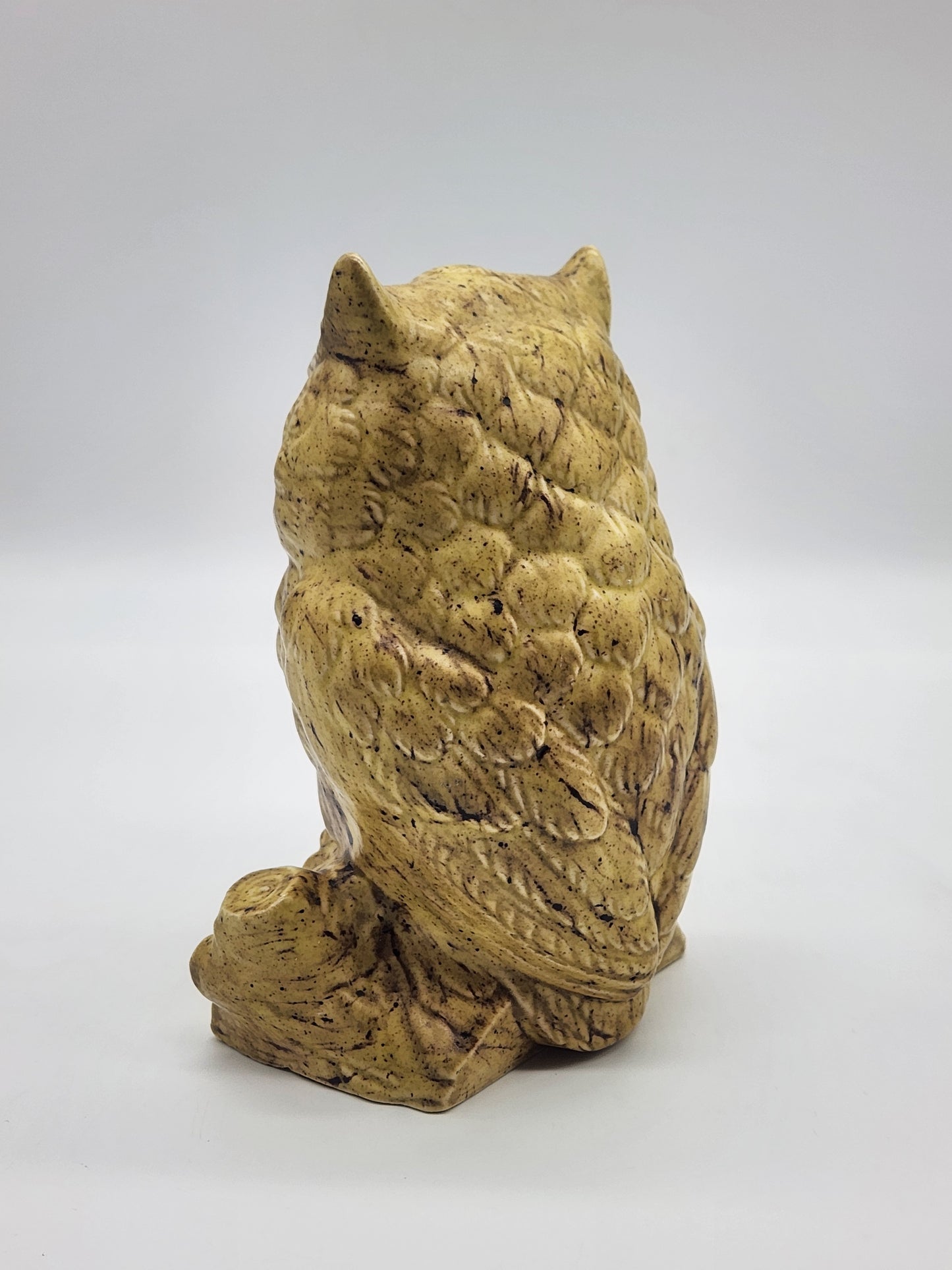 Vintage Ceramic Owl on Log Hobbyist Speckled Glaze MCM