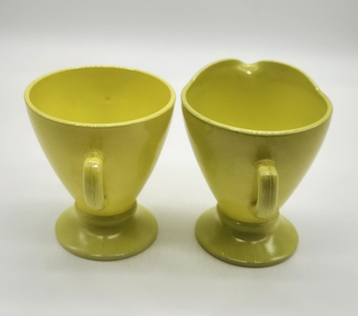 VINTAGE~Hazel Atlas~Yellow Milk Glass Charming Chartreuse Sugar/Creamer~Set of 2