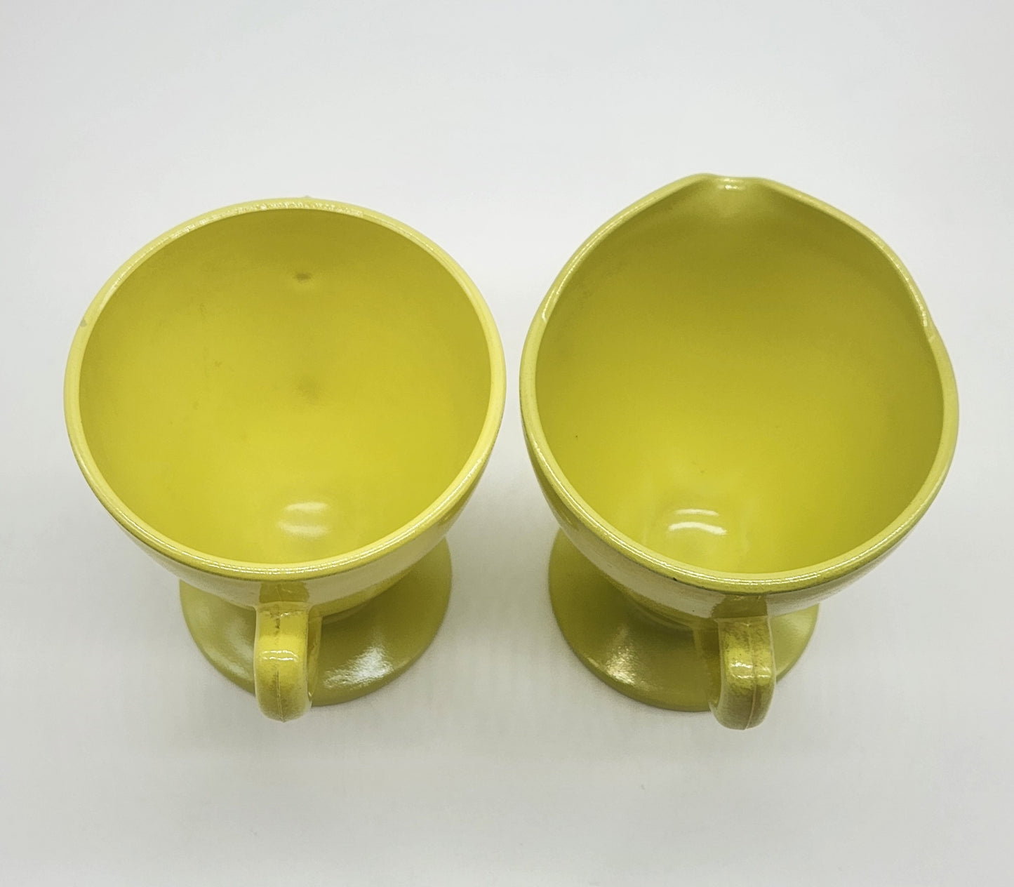 VINTAGE~Hazel Atlas~Yellow Milk Glass Charming Chartreuse Sugar/Creamer~Set of 2