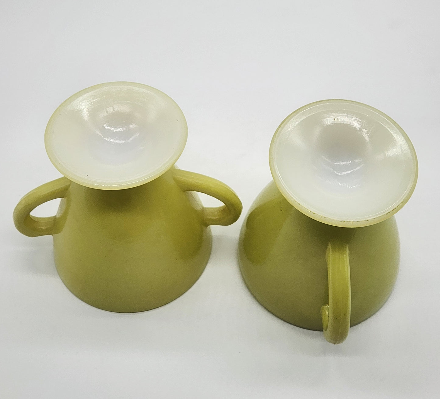 VINTAGE~Hazel Atlas~Yellow Milk Glass Charming Chartreuse Sugar/Creamer~Set of 2