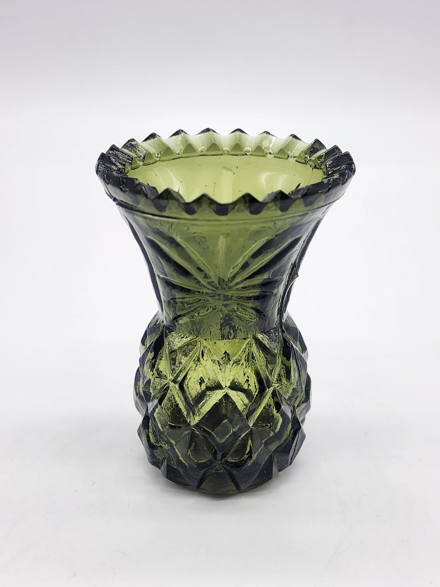 Toothpick Holder Vintage green Glass Pinapple