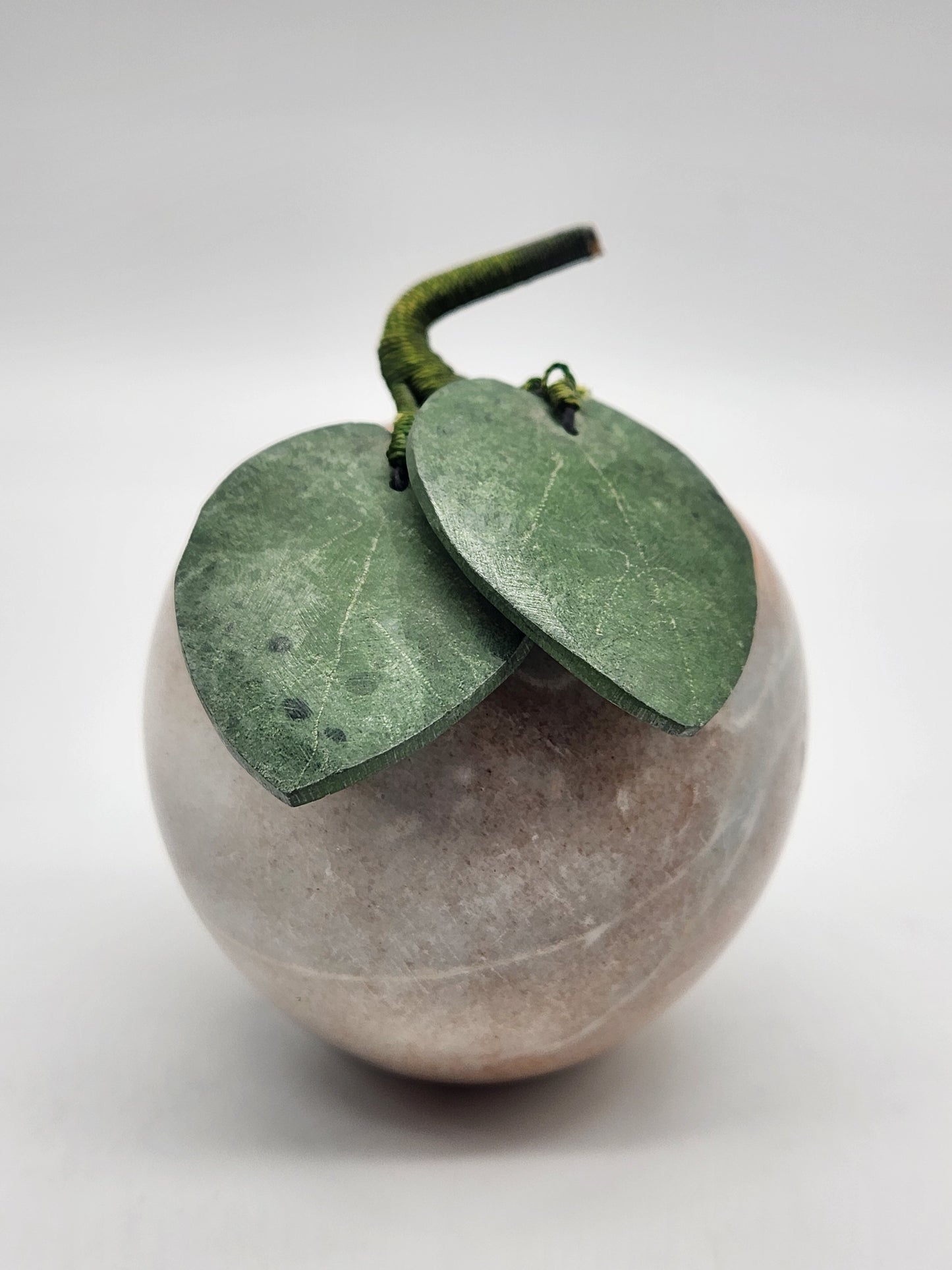 Vintage Hardstone Carved Apple and Leaves Decorative Stone Fruit Farmhouse Decor