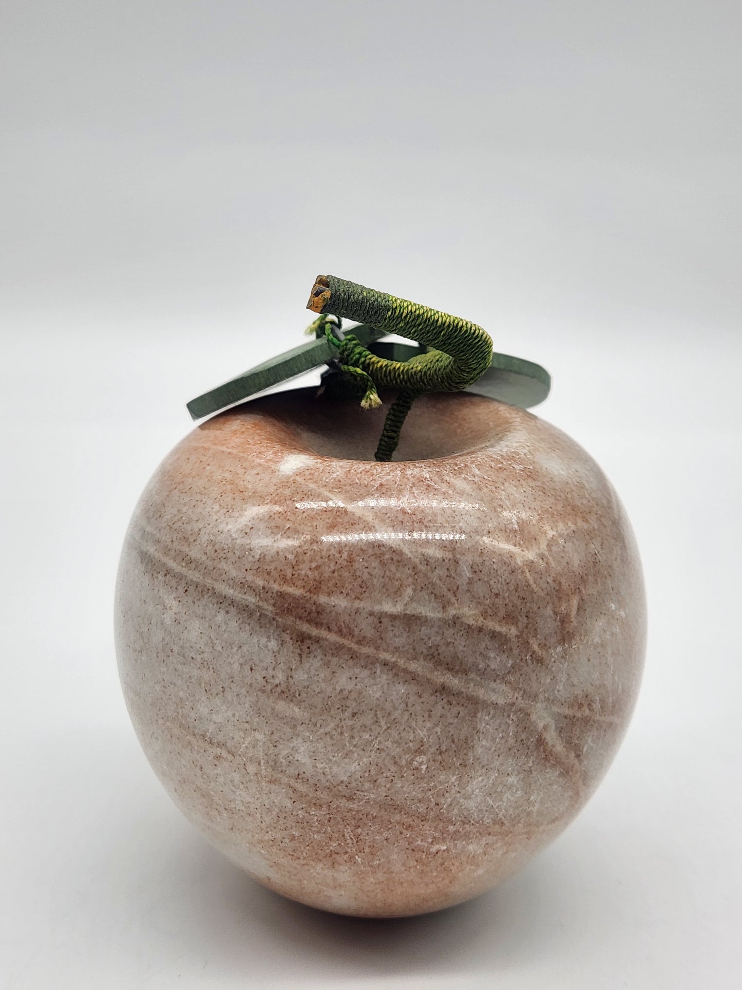 Vintage Hardstone Carved Apple and Leaves Decorative Stone Fruit Farmhouse Decor