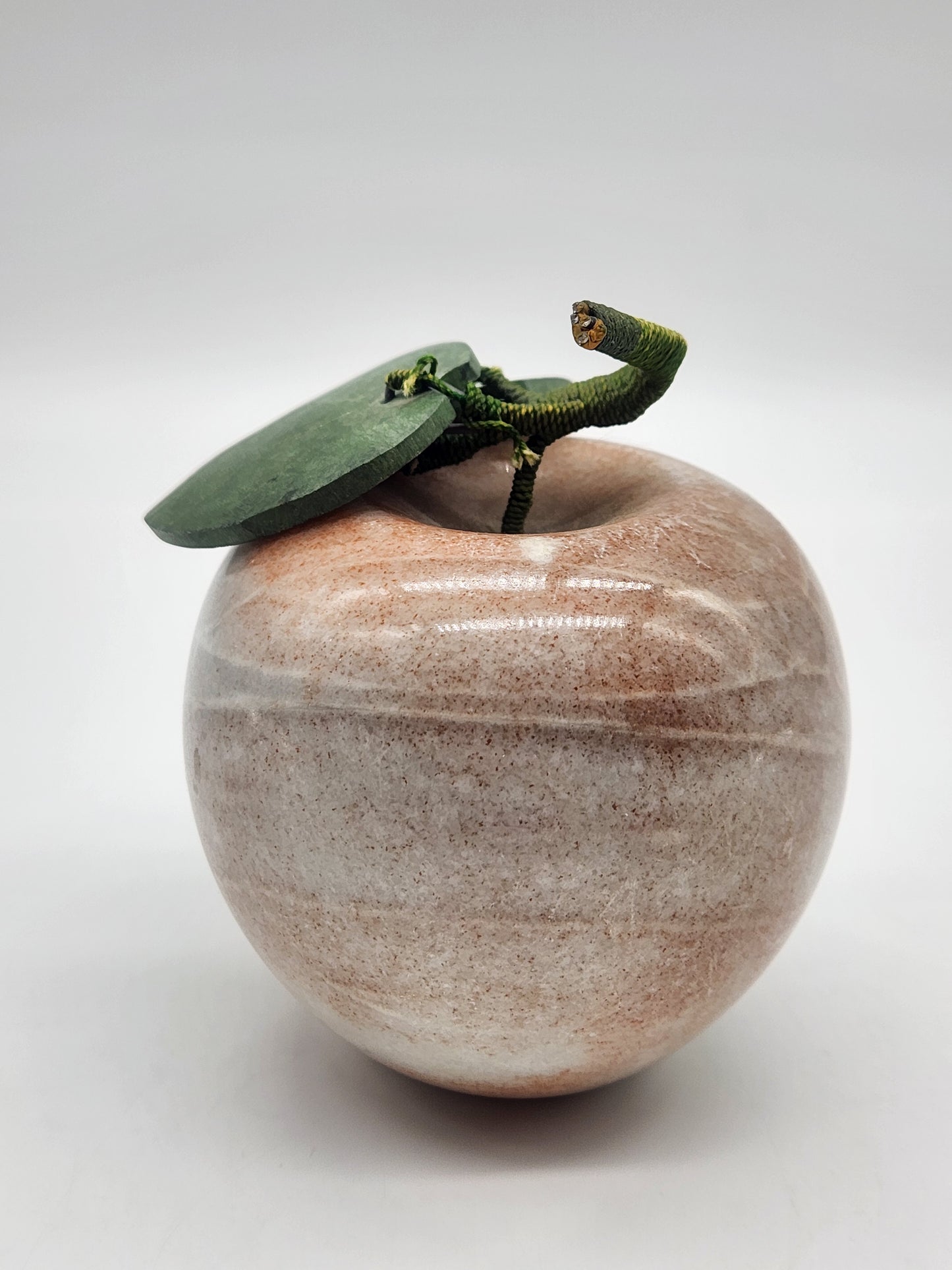 Vintage Hardstone Carved Apple and Leaves Decorative Stone Fruit Farmhouse Decor