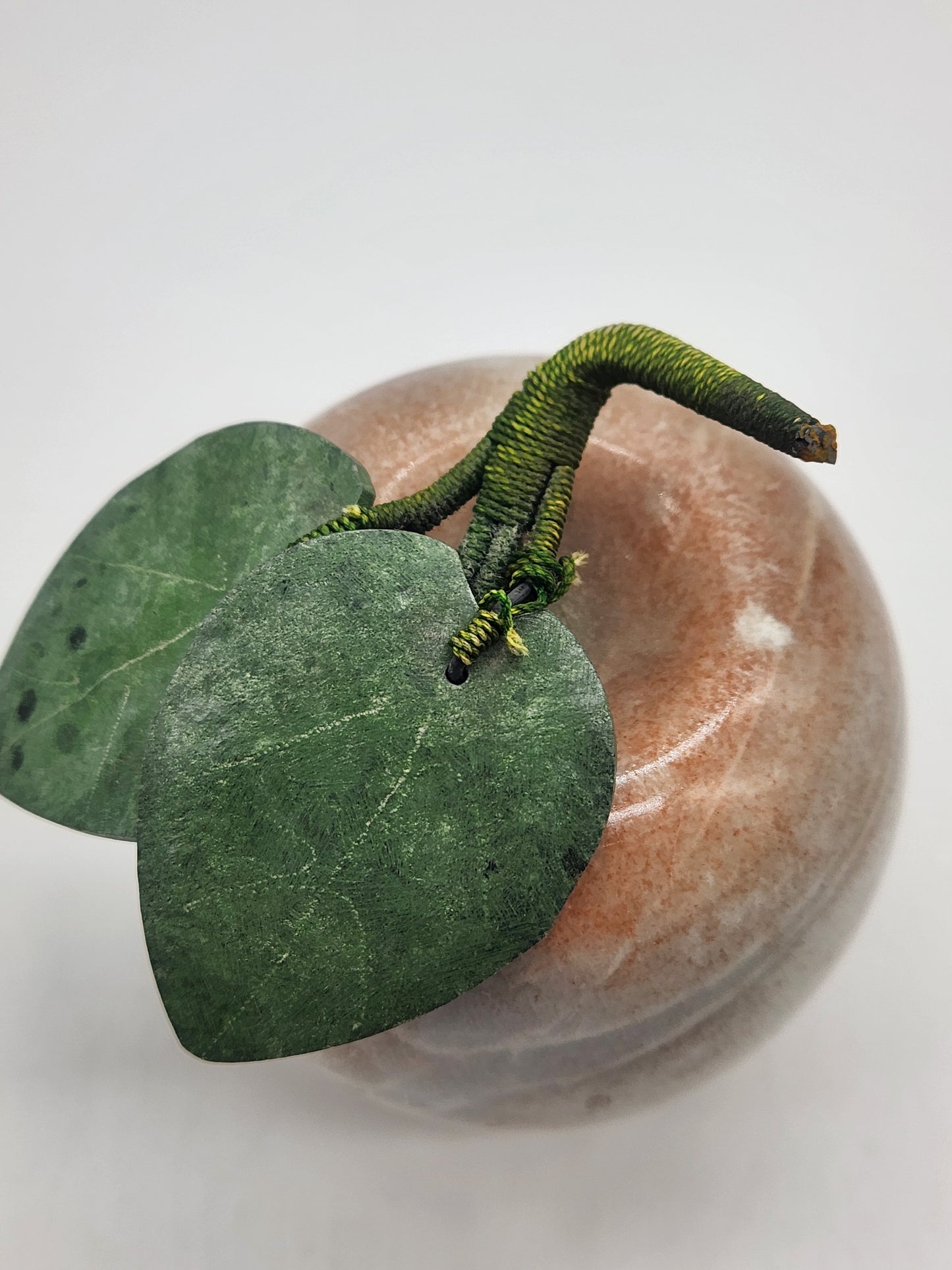 Vintage Hardstone Carved Apple and Leaves Decorative Stone Fruit Farmhouse Decor