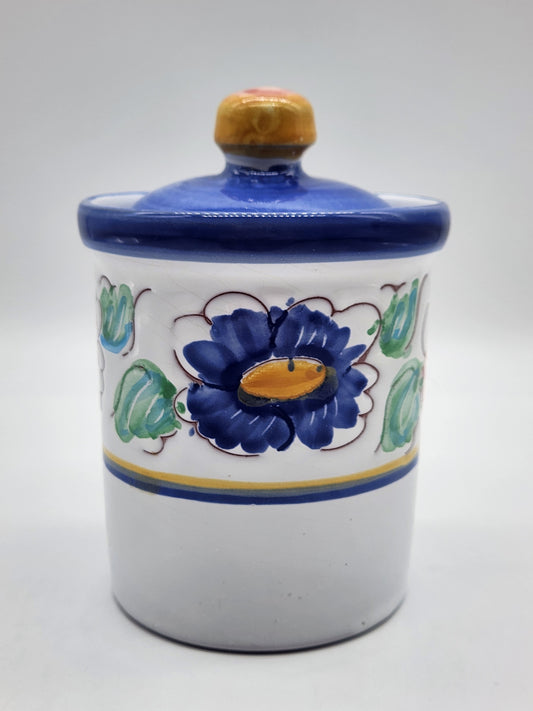 Portugal Canister Jar with Lid Hand Painted 4”T