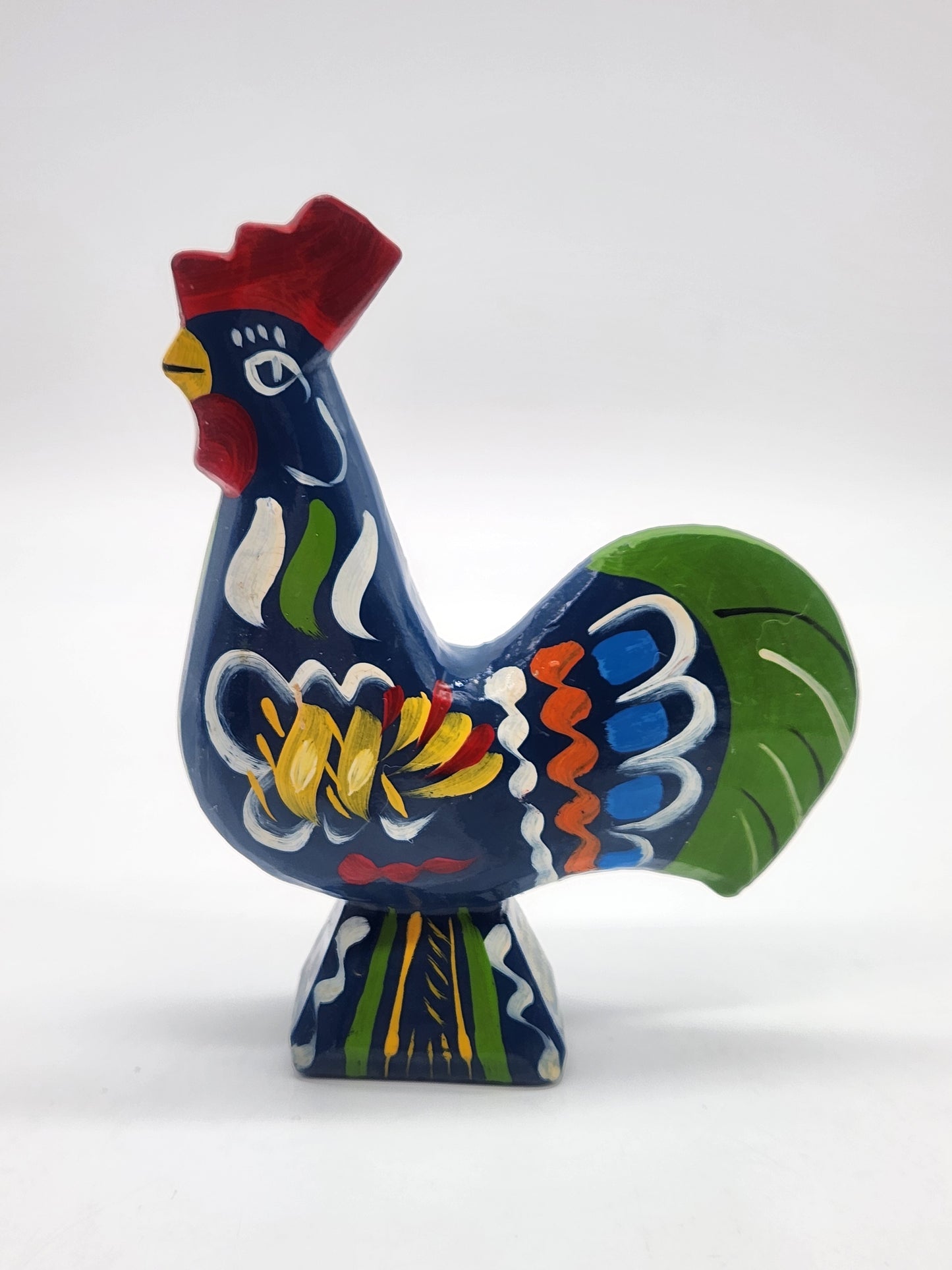 Vintage Akta Dalahemslojd Rooster Hand Carved Wood Hand Painted Swedish Folk Art