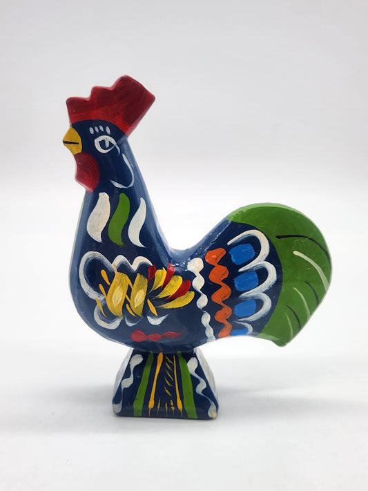 Vintage Akta Dalahemslojd Rooster Hand Carved Wood Hand Painted Swedish Folk Art
