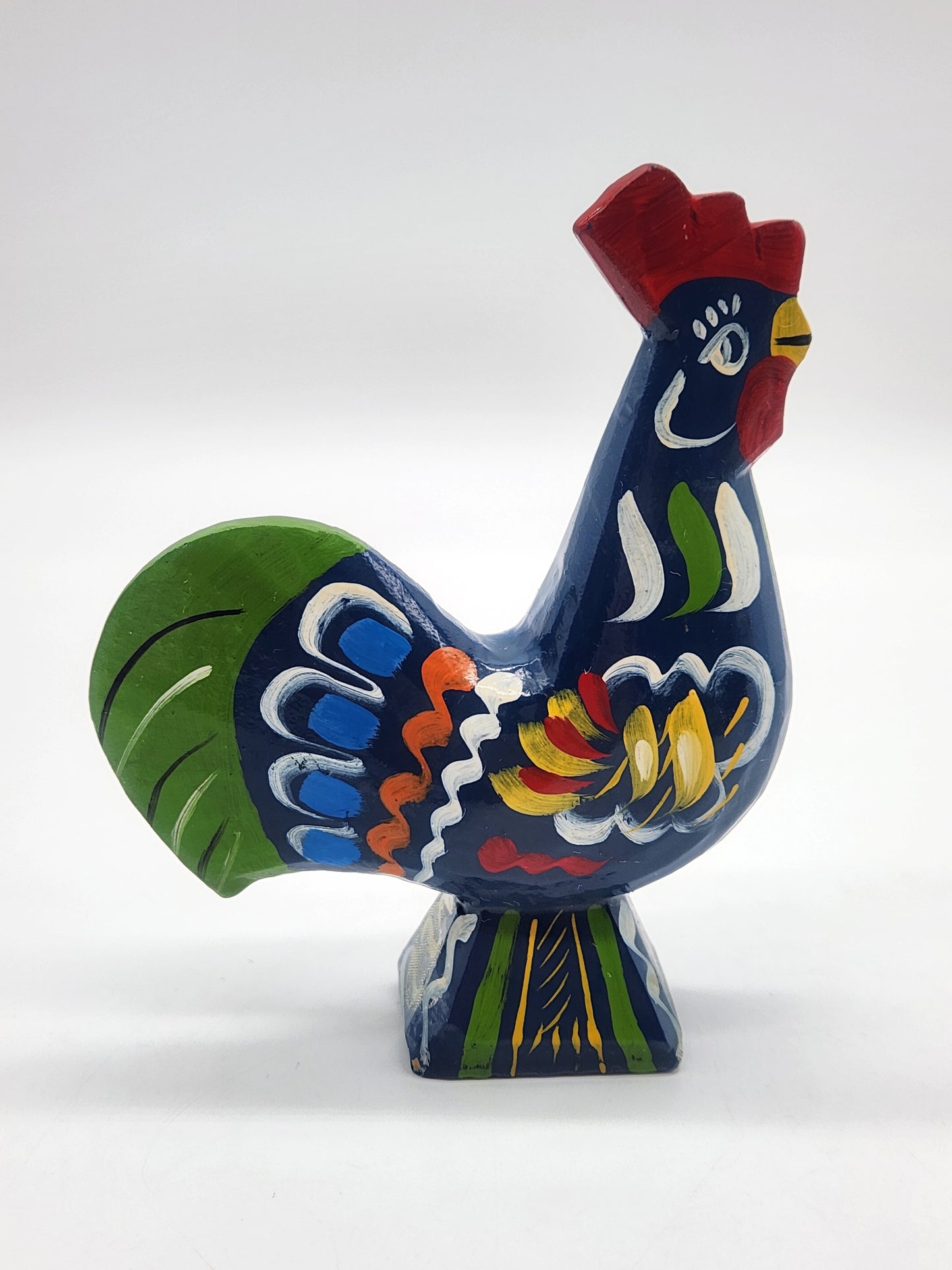 Vintage Akta Dalahemslojd Rooster Hand Carved Wood Hand Painted Swedish Folk Art
